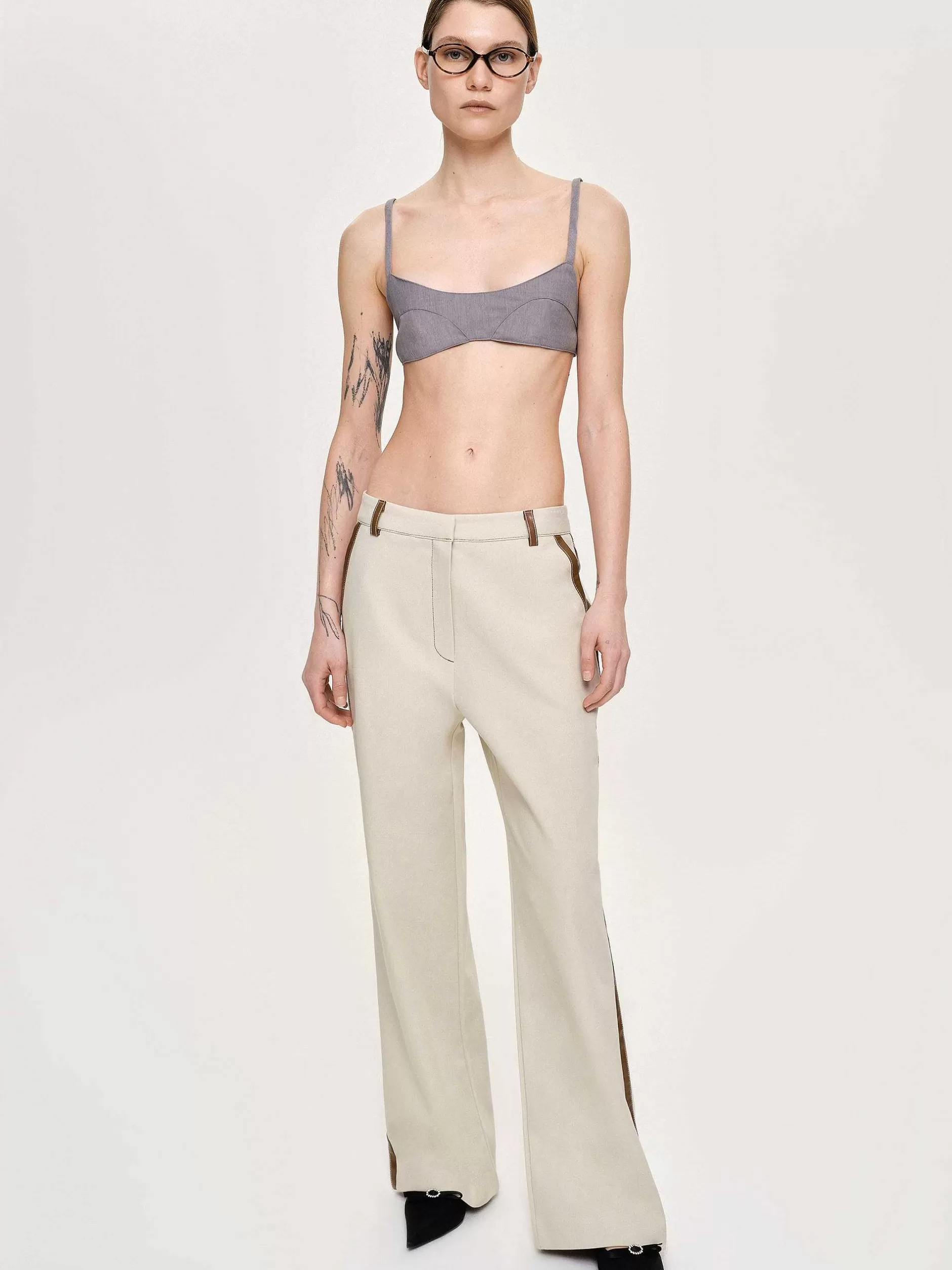 Sale Met Leer Afgezette Broek, Canvas Vrouwen Bodems