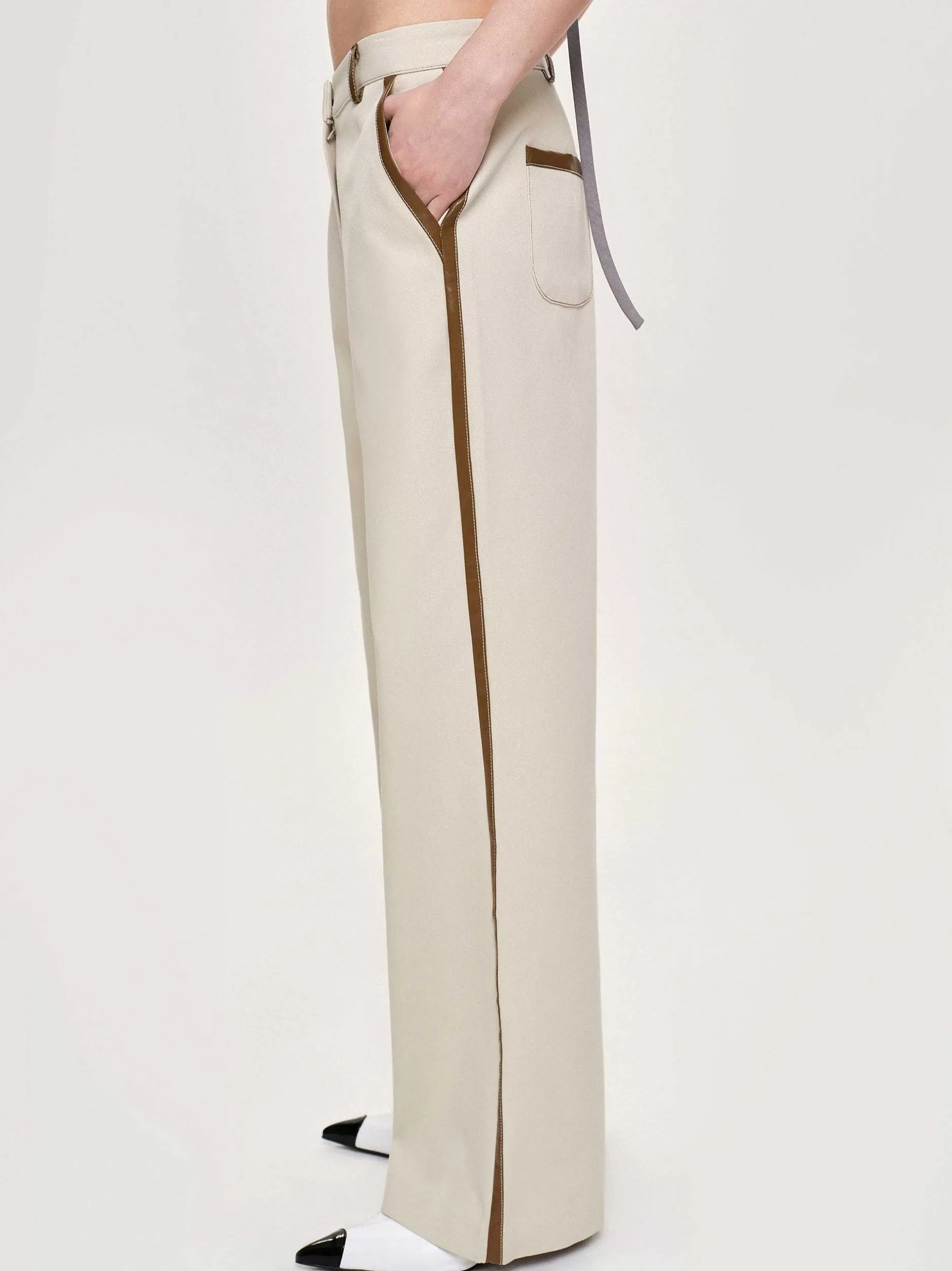 Sale Met Leer Afgezette Broek, Canvas Vrouwen Bodems
