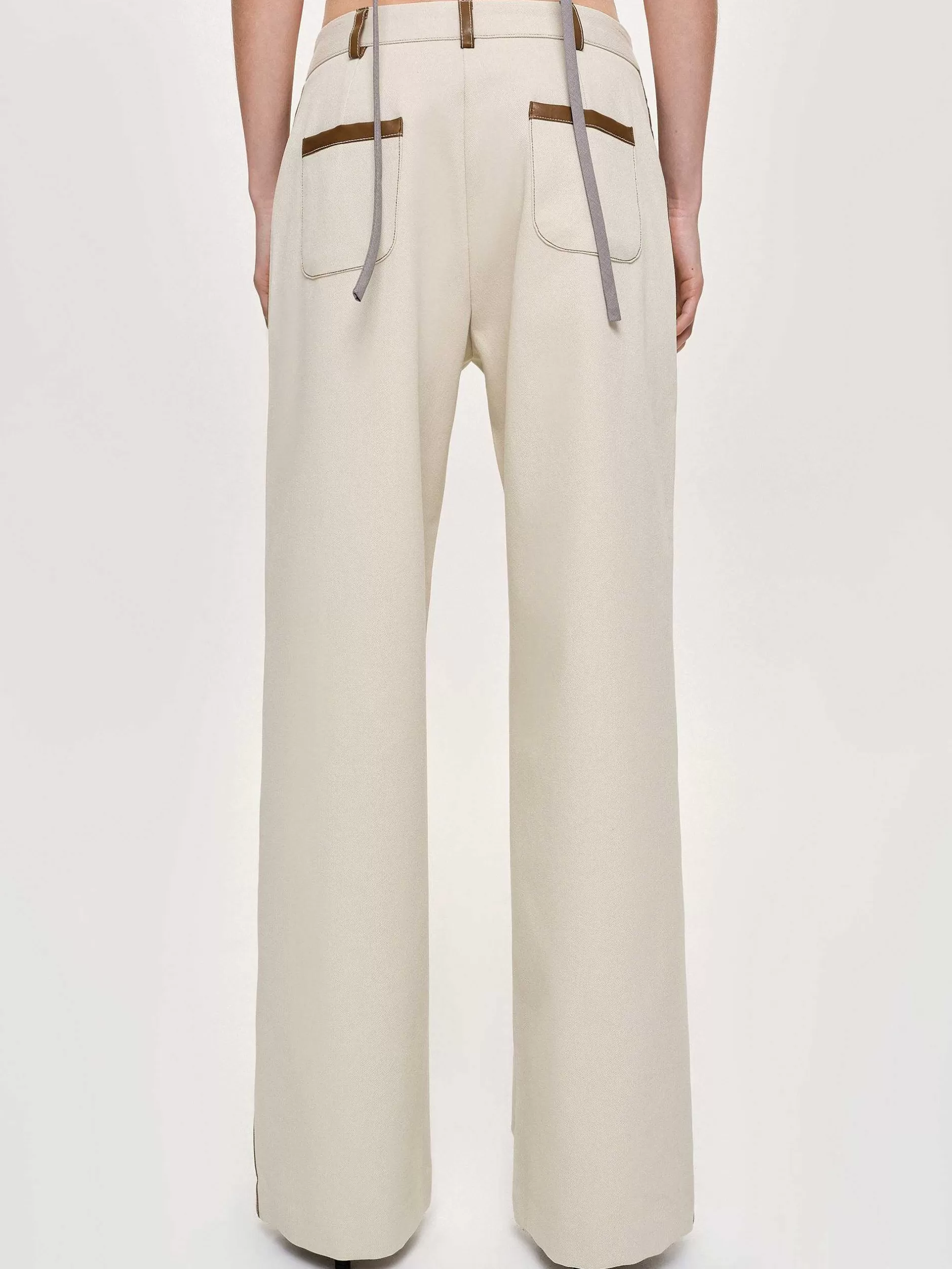 Outlet Met Leer Afgezette Broek, Canvas Vrouwen Co-Orden