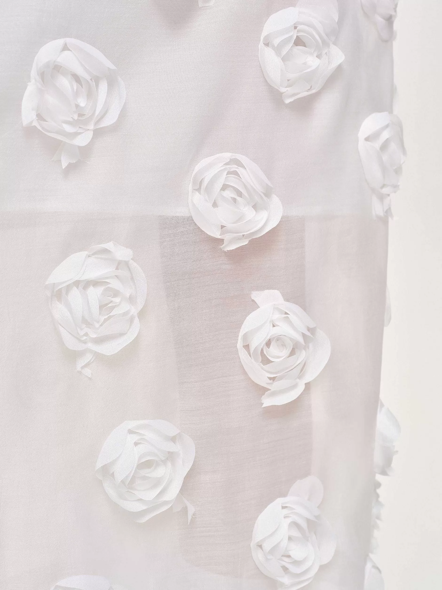 Outlet Midi-Rok Met Rozenapplicatie, Wit Vrouwen Kleding