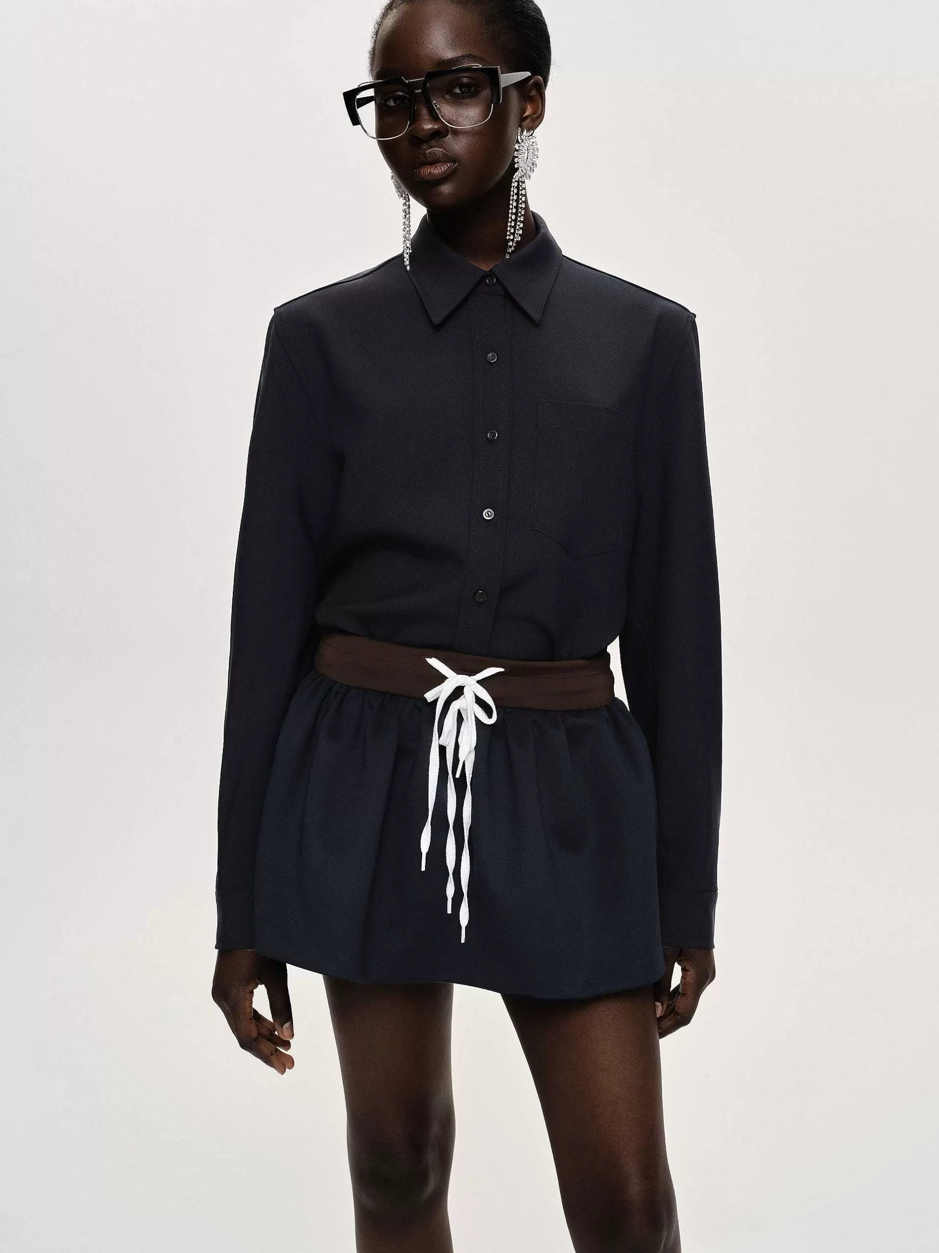 Cheap Minirok Met Gewatteerd Effect, Marineblauw Vrouwen Kleding