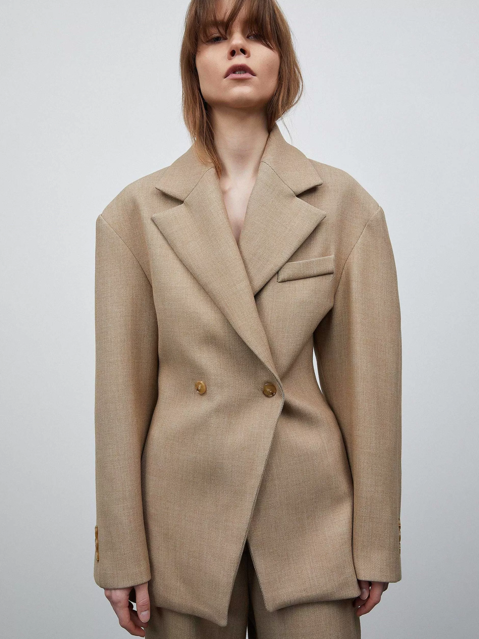 Best Sale Nangy Getailleerde Blazer Met Dubbele Rij Knopen, Vrouwen Kleding