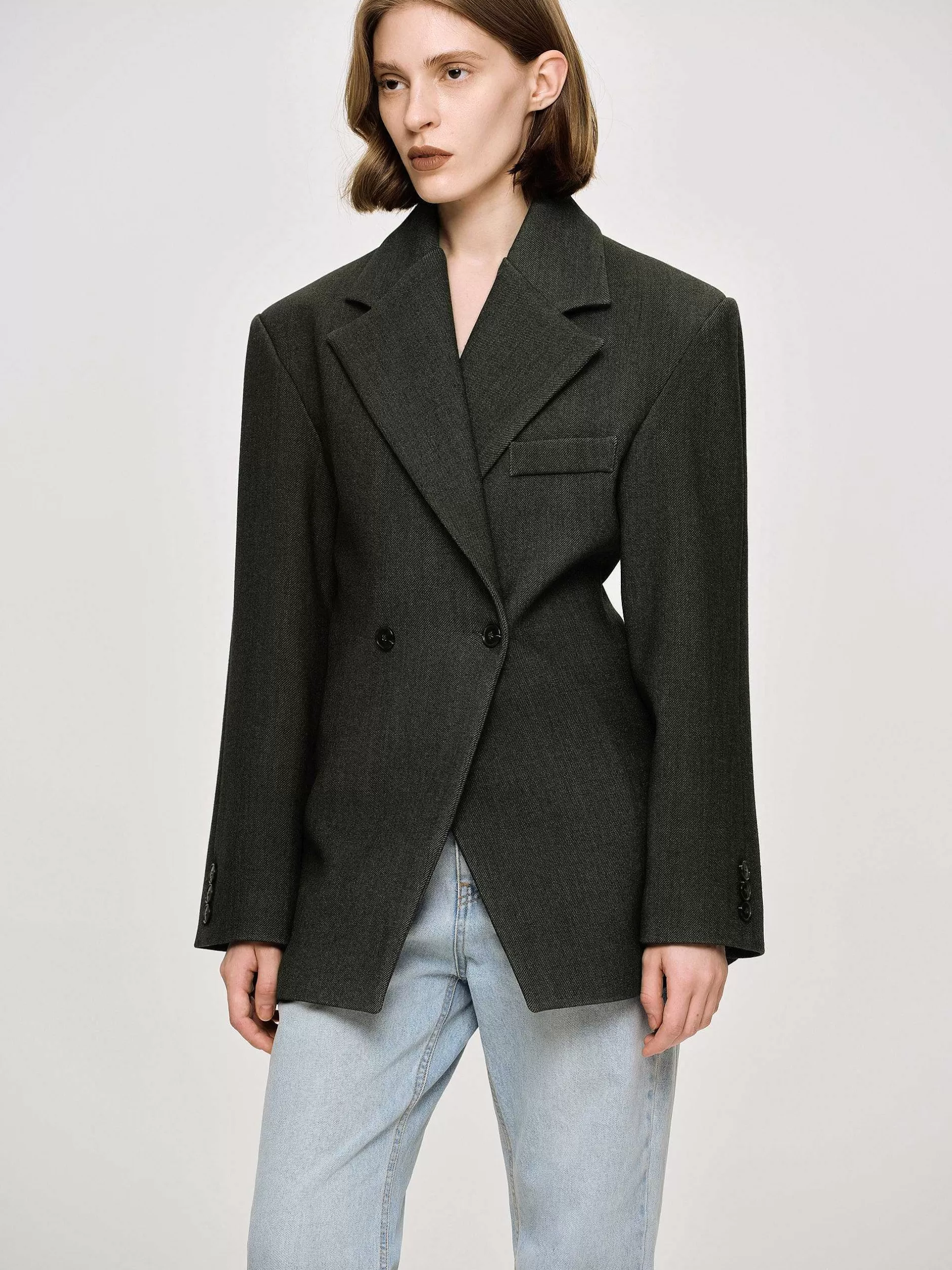 Flash Sale Nangy Getailleerde Blazer Met Dubbele Rij Knopen, Vrouwen Kleding