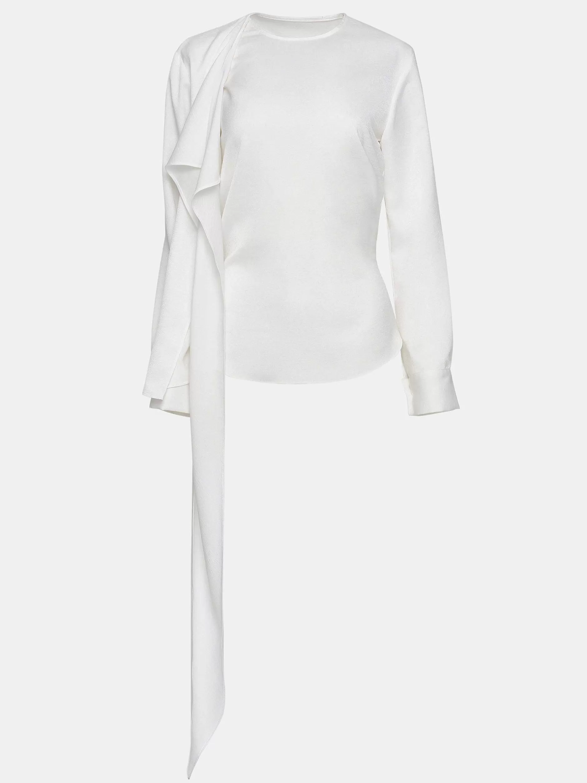 Hot Notte Gedrapeerde Sjaalblouse, Wit Vrouwen Bovenkanten