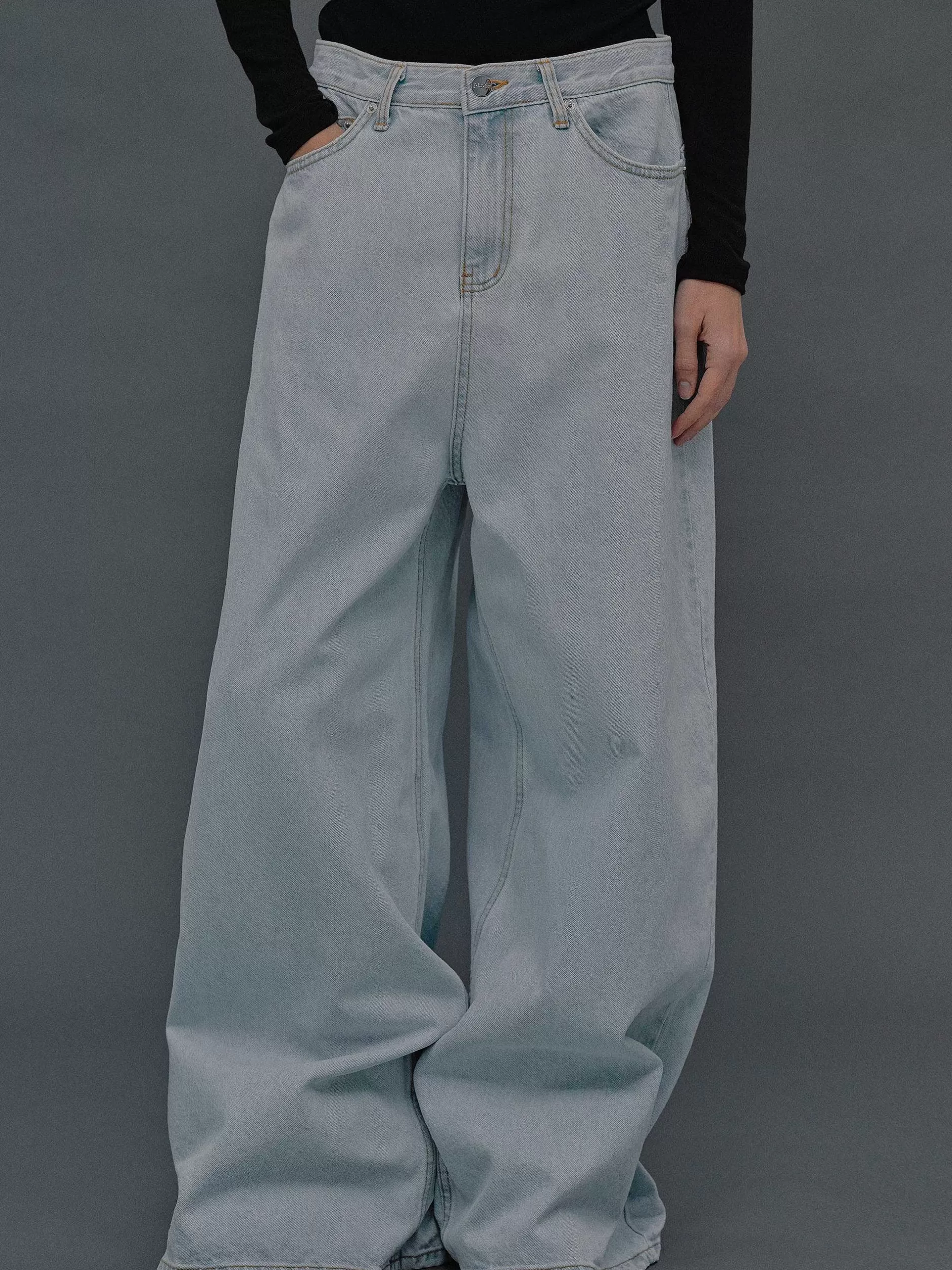 Fashion Oversized Jeans, Lichtblauwe Wassing Vrouwen Denim