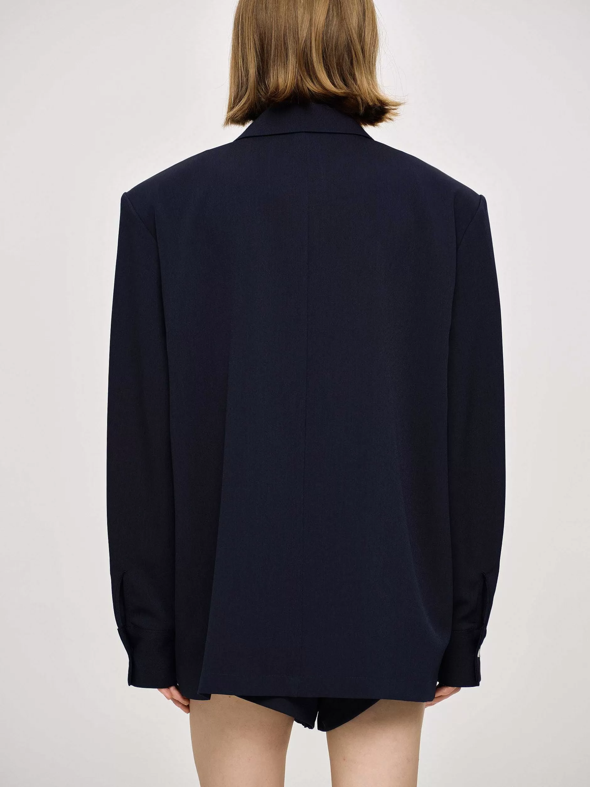 Cheap Oversized Soepelvallend Overhemd, Marineblauw Vrouwen Co-Orden