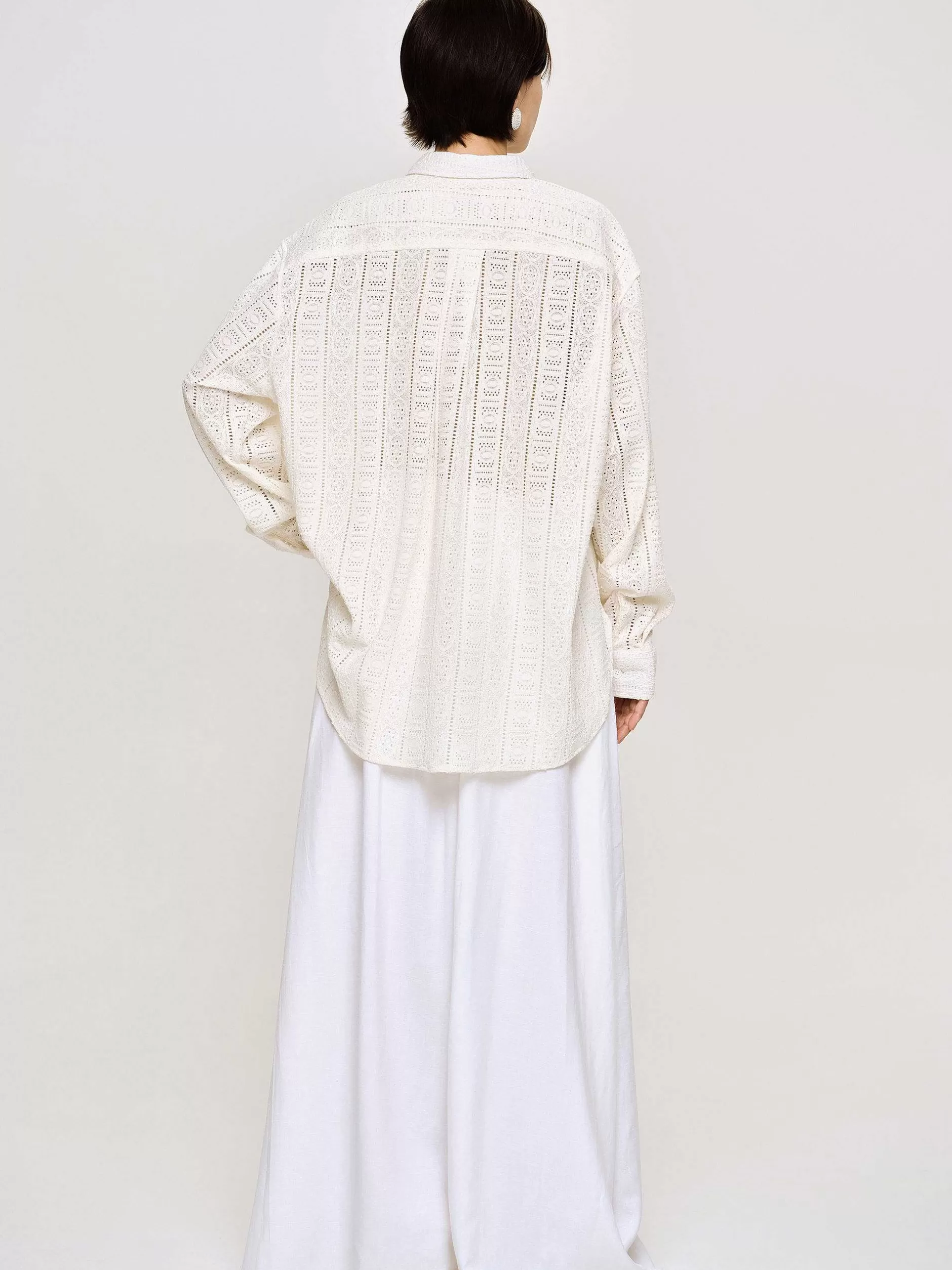 Cheap Pointelle Oversized Overhemd Met Knopen, Vrouwen Accessoires