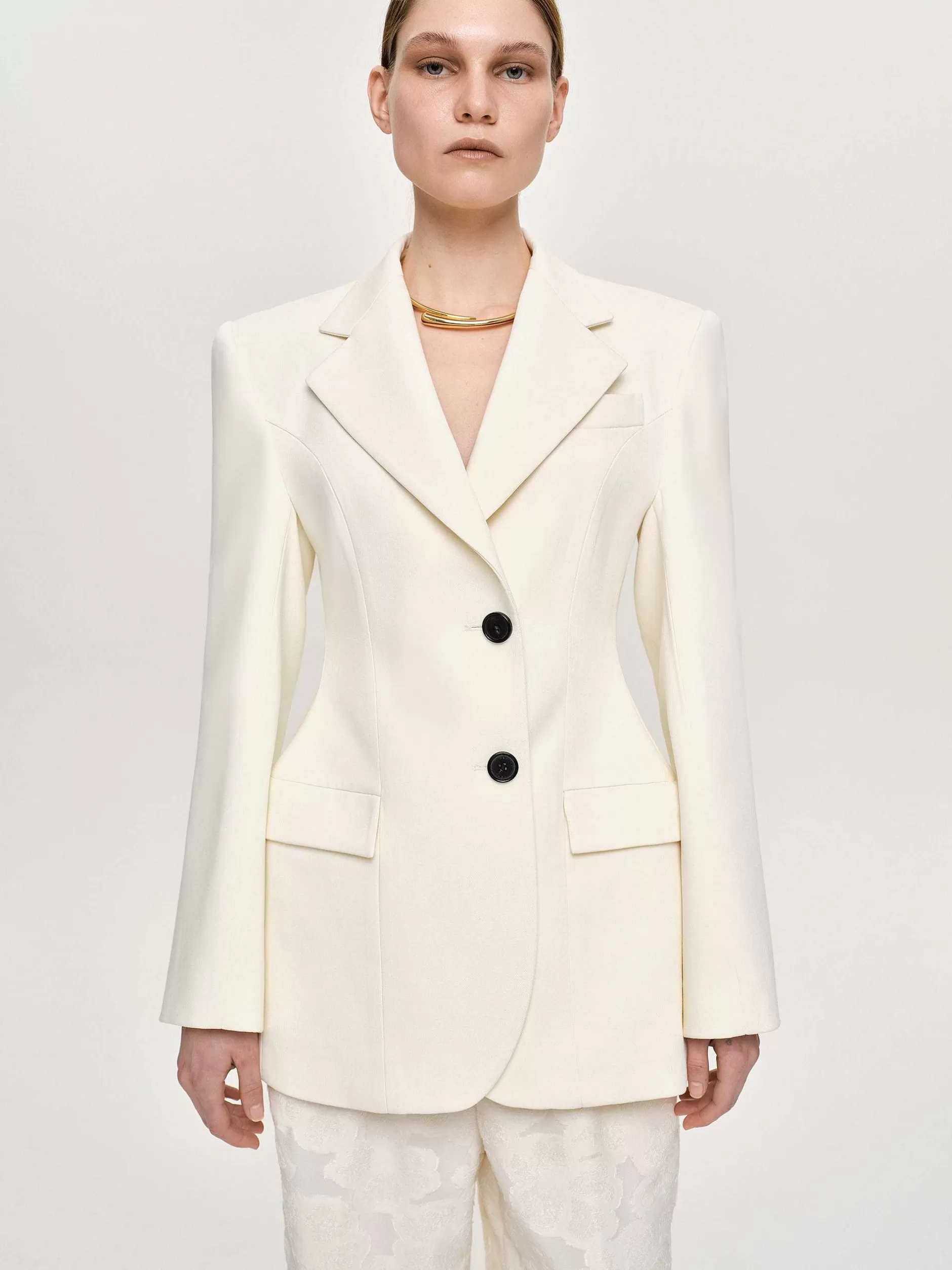 Outlet Poldo Zandloperblazer, Creme Vrouwen Bovenkleding
