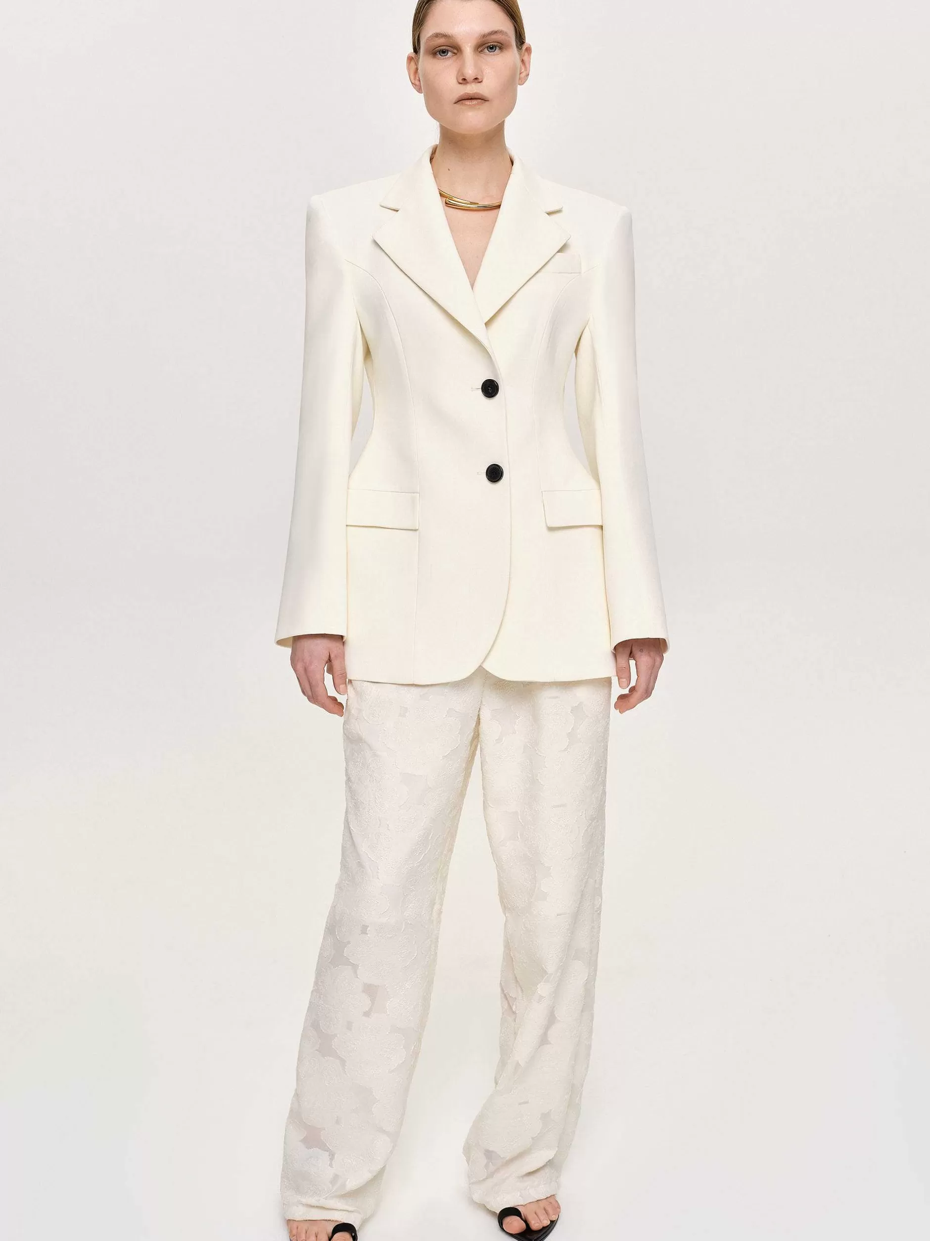 Outlet Poldo Zandloperblazer, Creme Vrouwen Bovenkleding