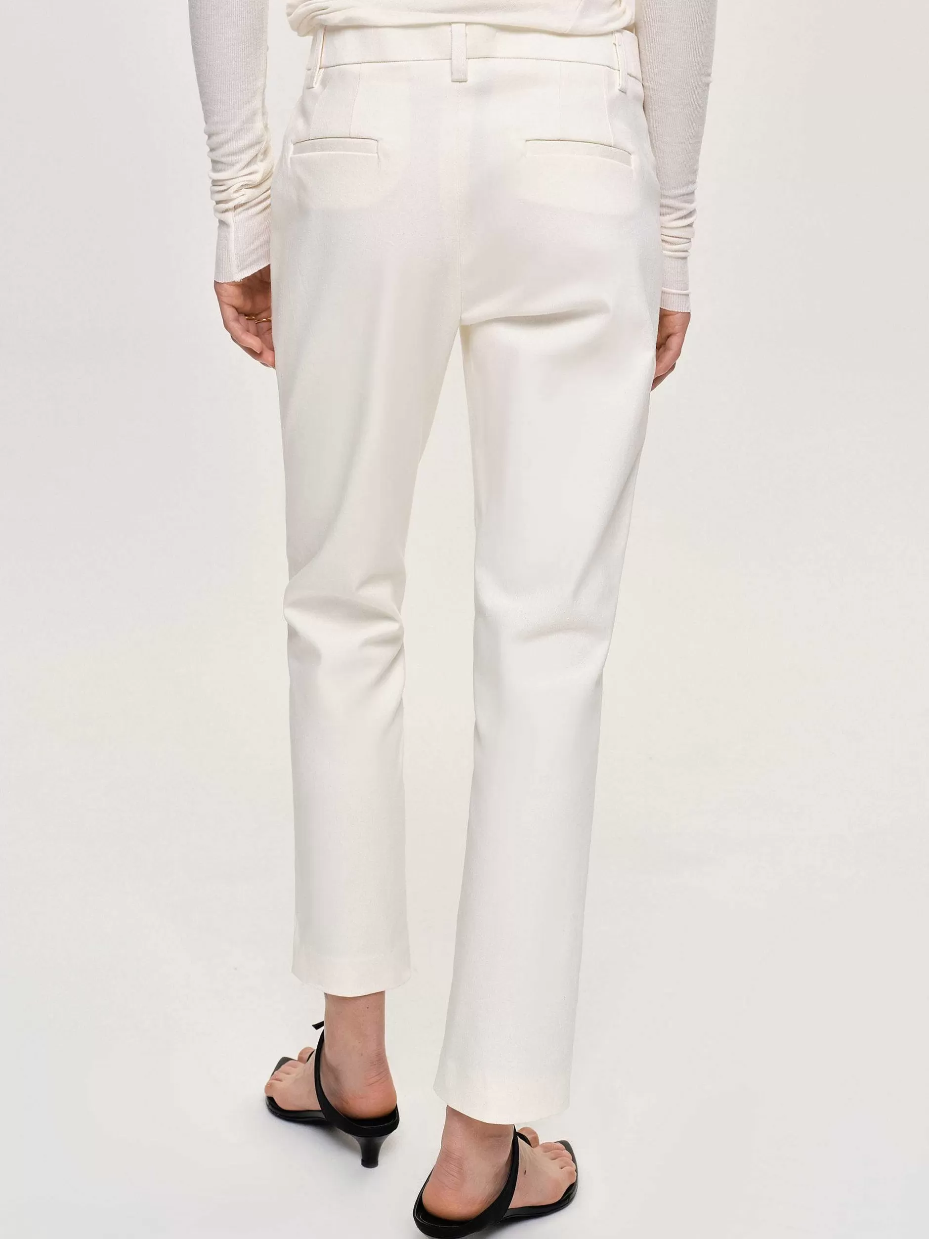 Hot Rechte Cropped Sigarettenbroek, Ivoor Vrouwen Bodems