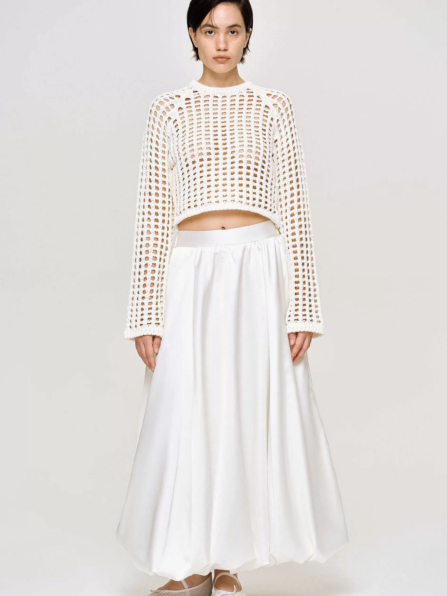 Fashion Reef Netgebreide Top, Ivoor Vrouwen Gebreide Kleding