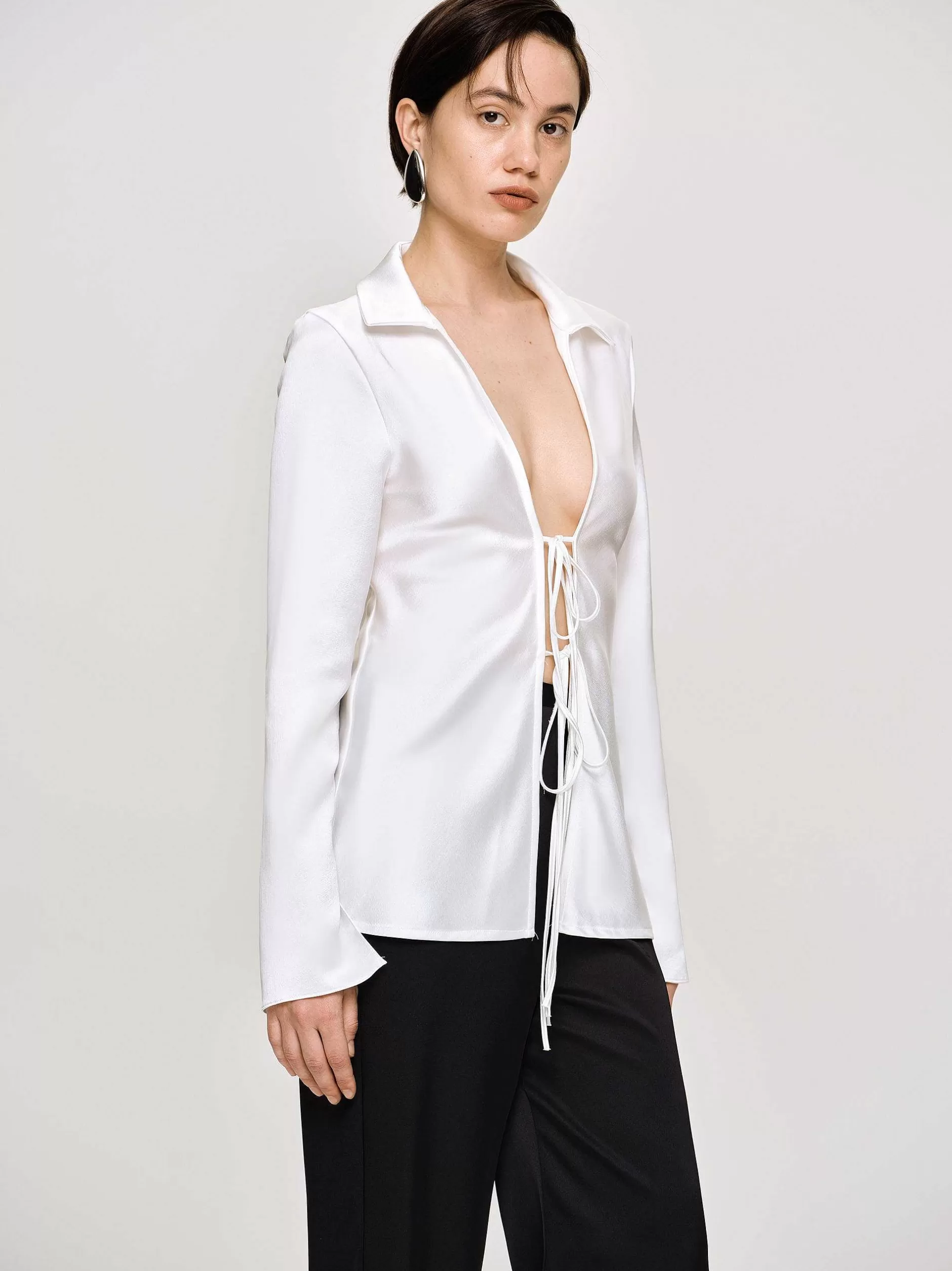 Online Reyna Satijnen Blouse, Parelmoer Vrouwen Kleding