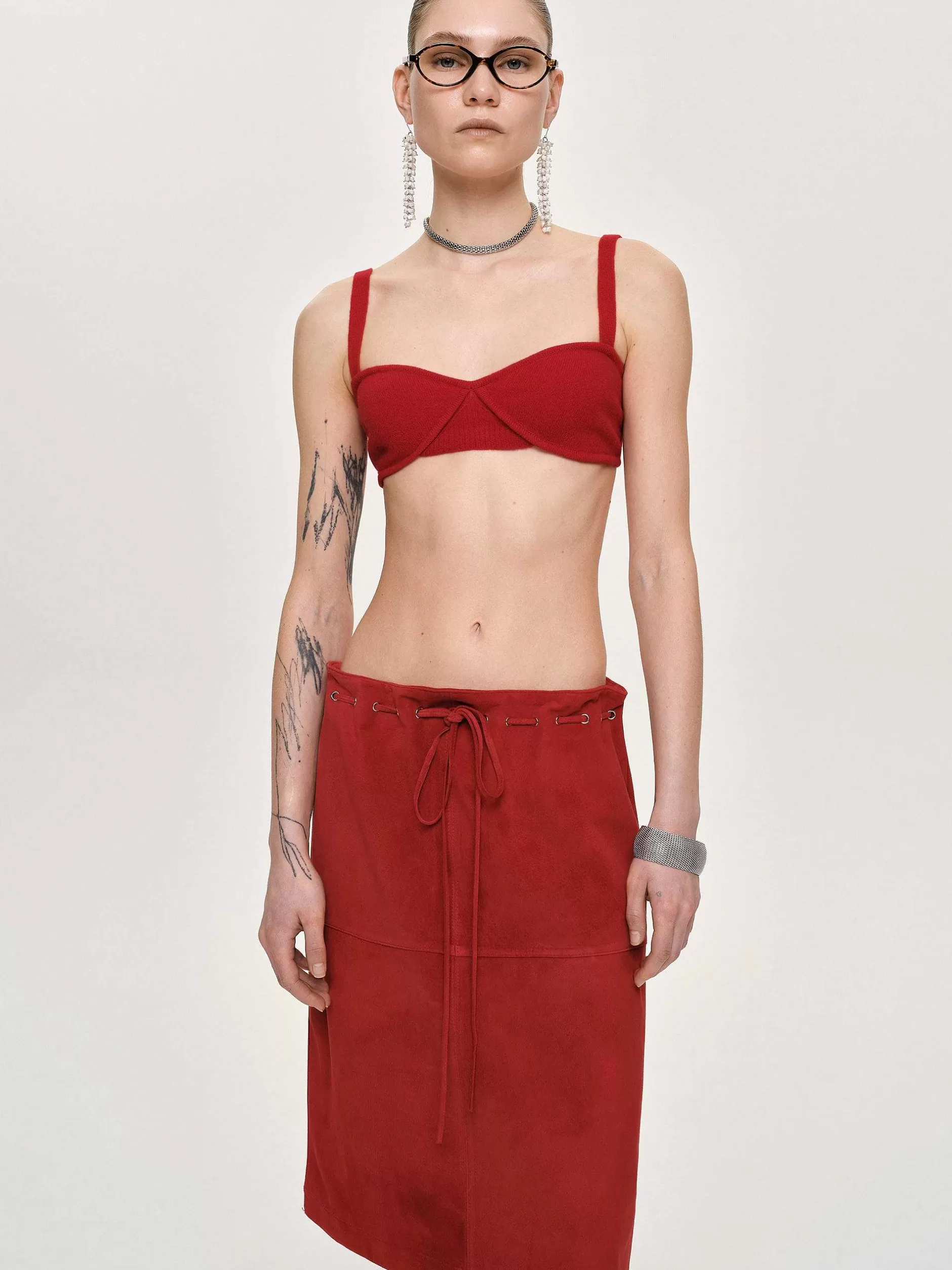 Cheap Ribgebreide Bh, Rood Vrouwen Bovenkanten