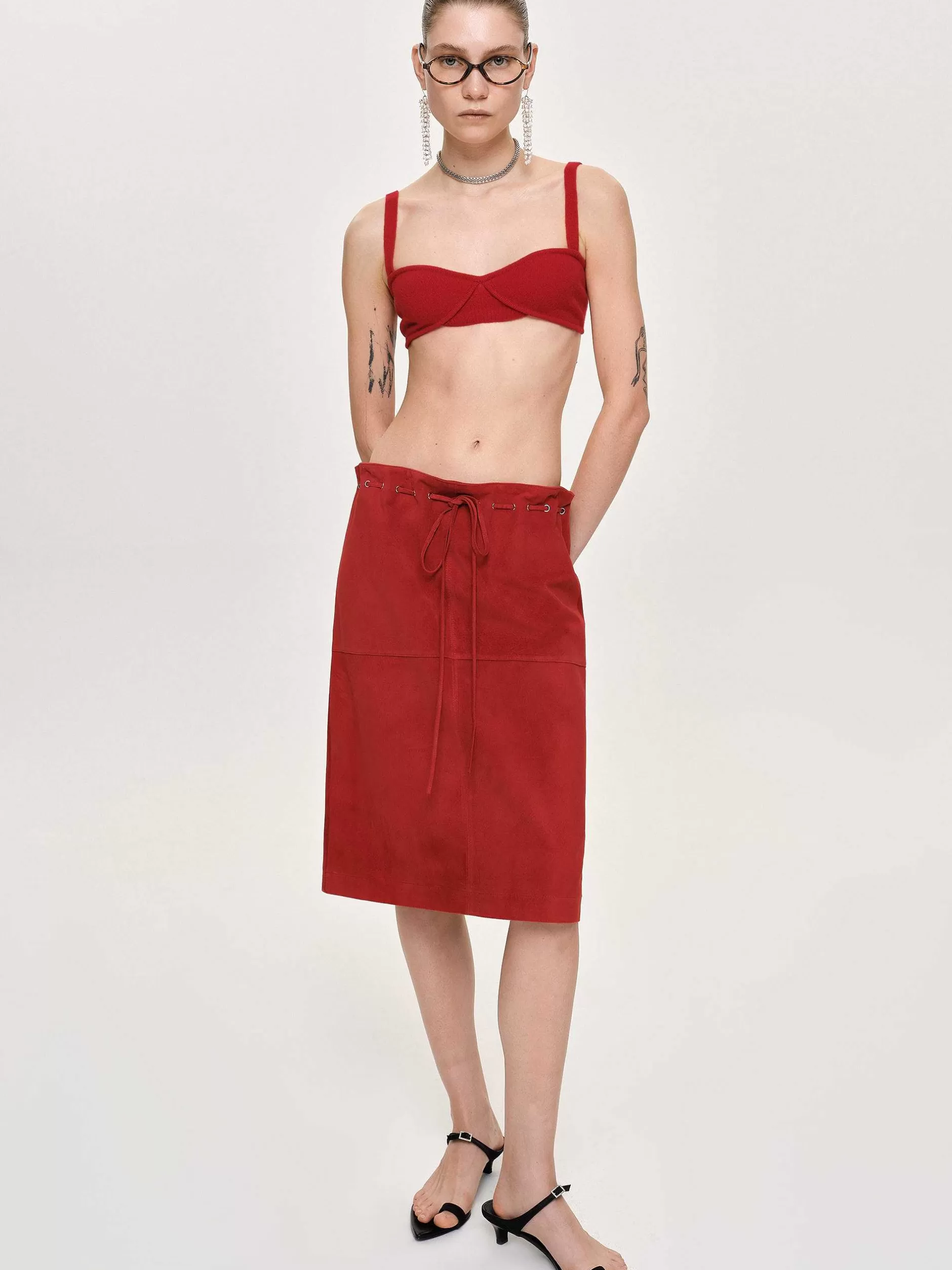 Discount Ribgebreide Bh, Rood Vrouwen Gebreide Kleding