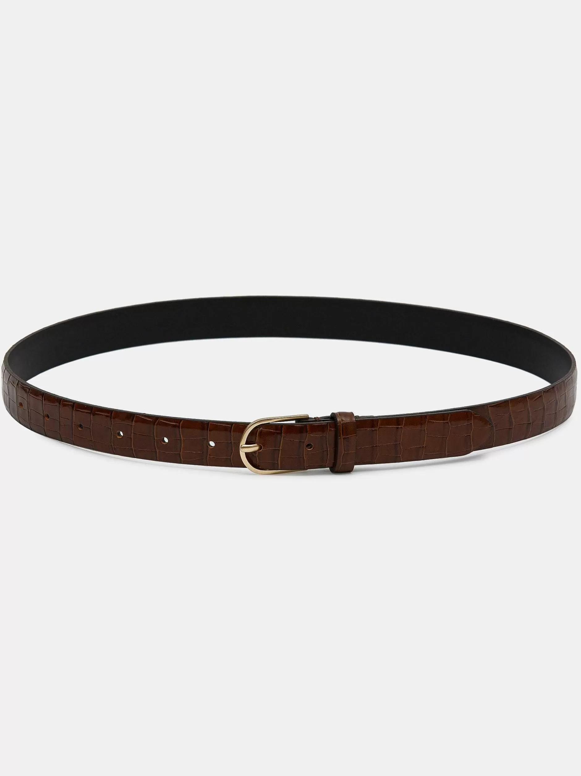 New Riem Met Kroko-Effect, Bruin Vrouwen Accessoires