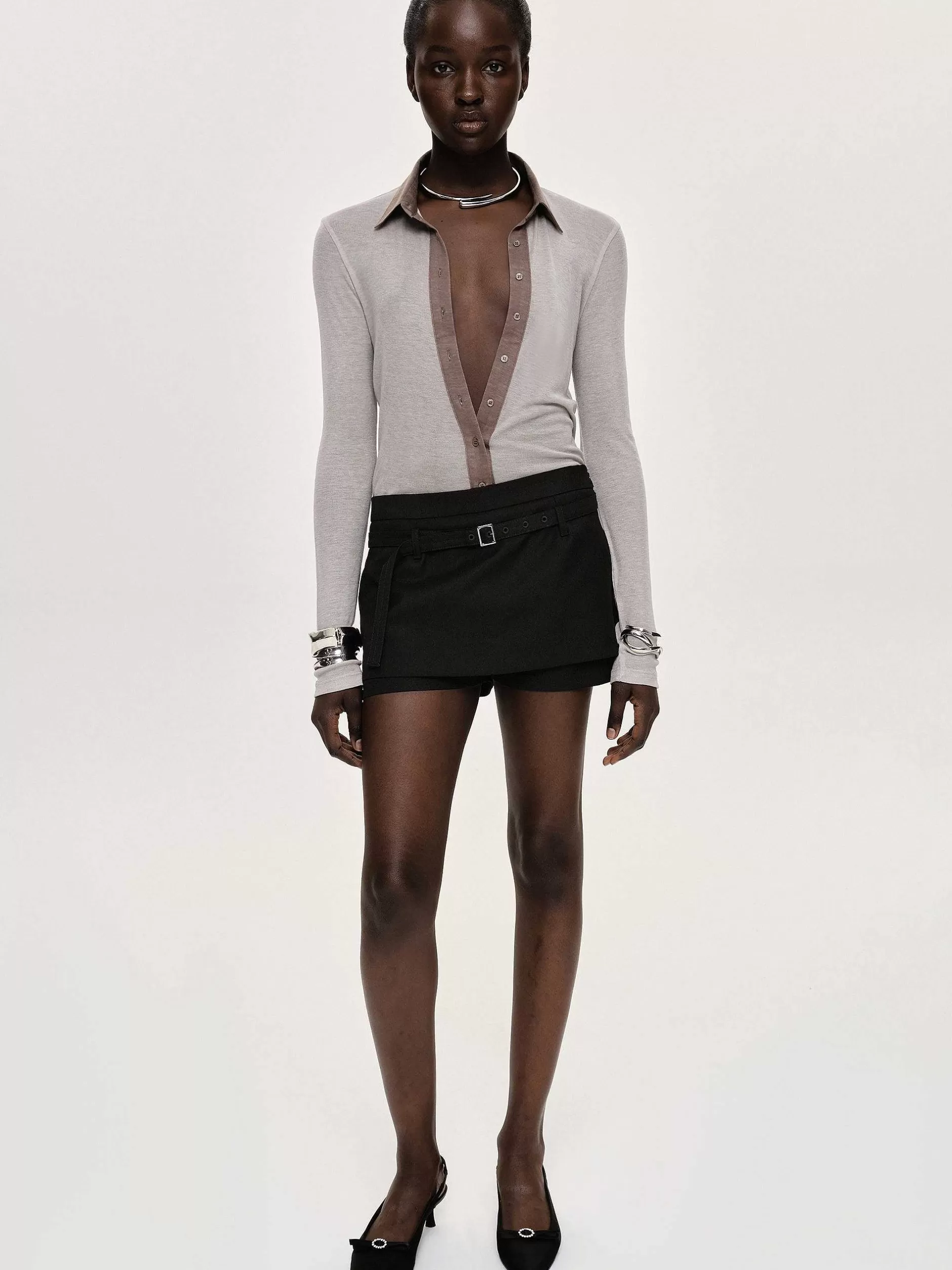 Store Rioni Mini-Skort Met Riem, Zwarte Bonen Vrouwen Bodems