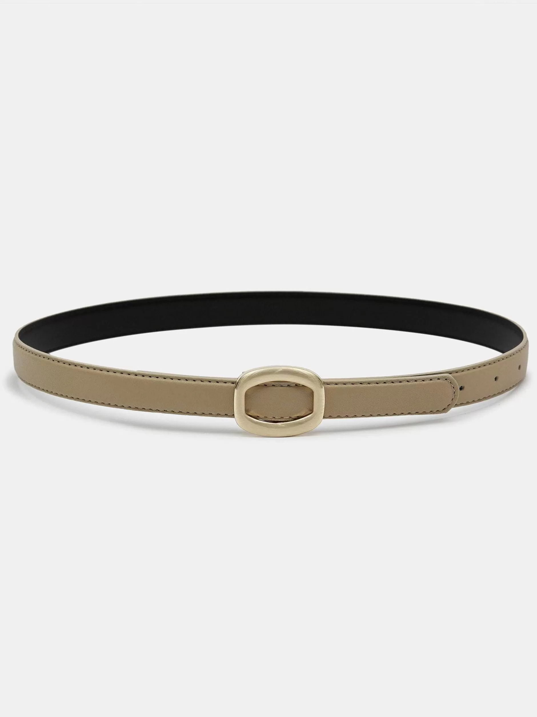 Flash Sale Ronde Zeshoekige Leren Riem, Beige/Goud Vrouwen Accessoires