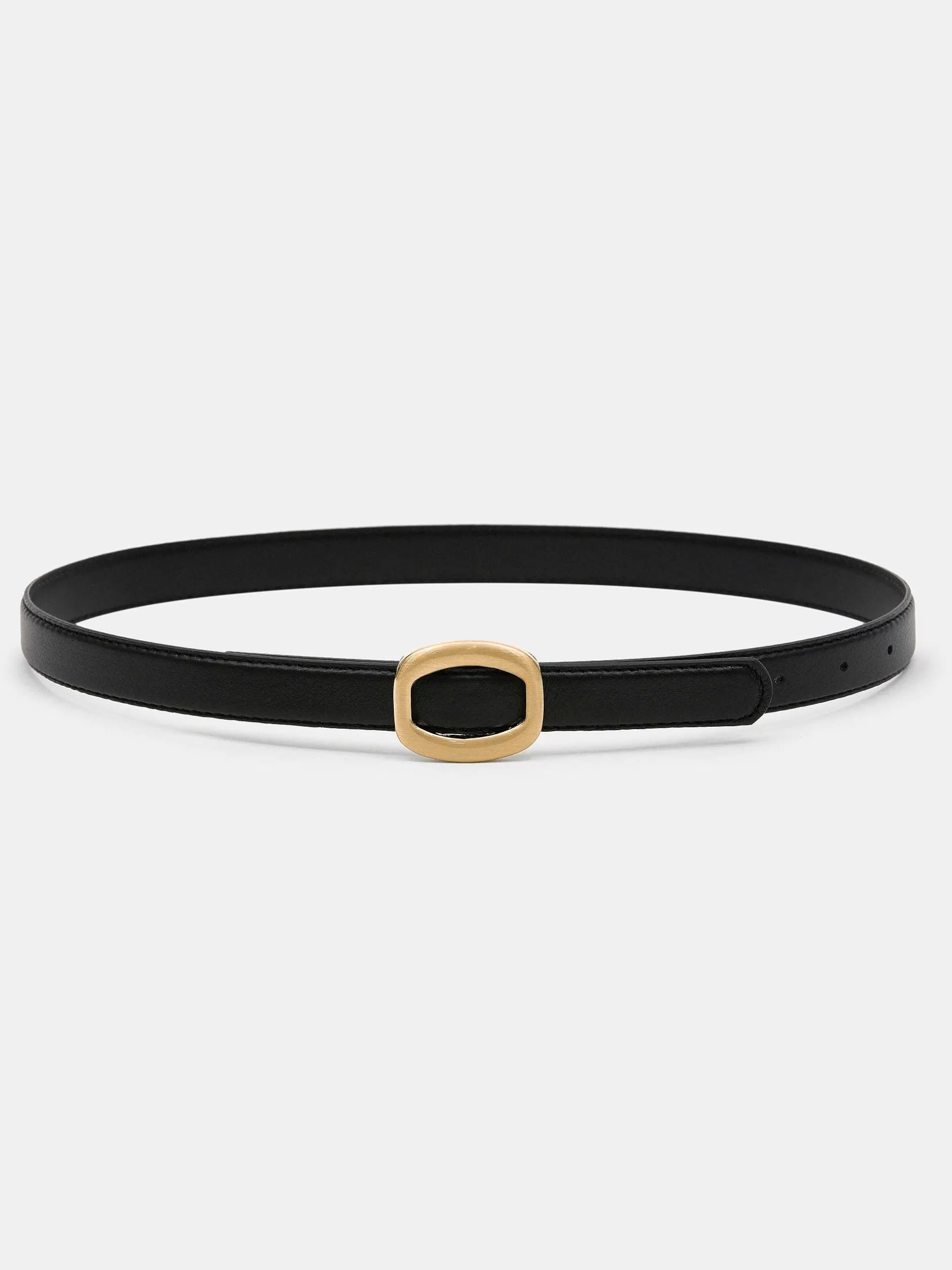 Online Ronde Zeshoekige Leren Riem, Zwart/Goud Vrouwen Accessoires
