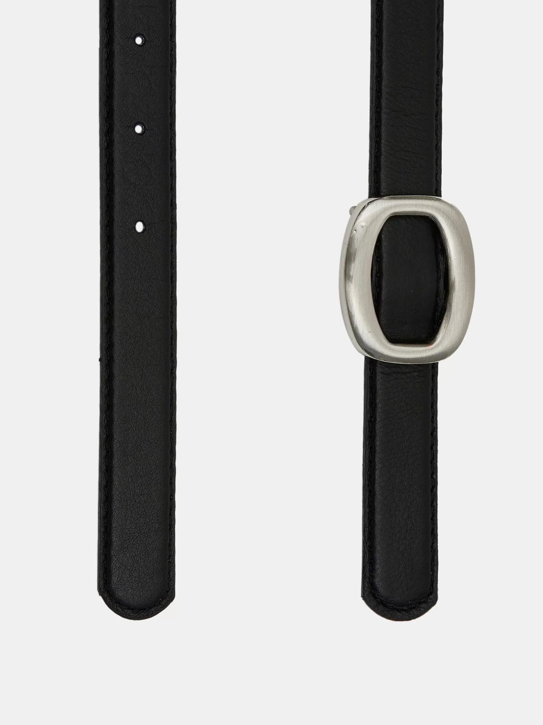 Hot Ronde Zeshoekige Leren Riem, Zwart/Zilver Vrouwen Kleding