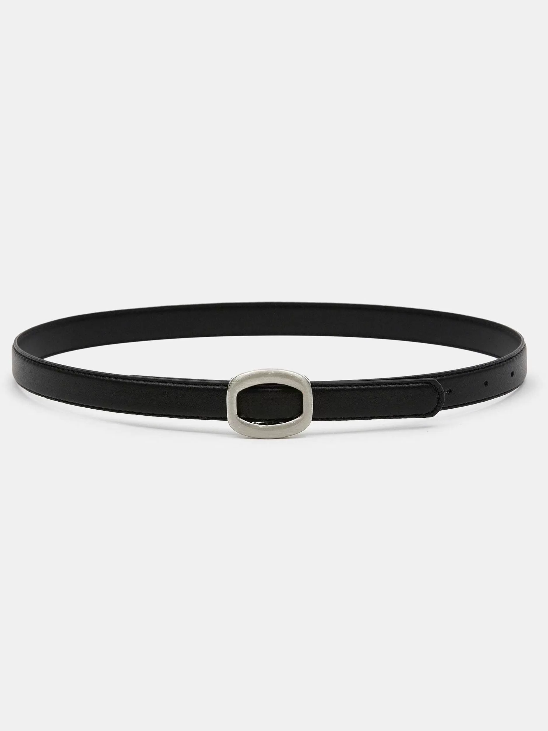 Cheap Ronde Zeshoekige Leren Riem, Zwart/Zilver Vrouwen Accessoires