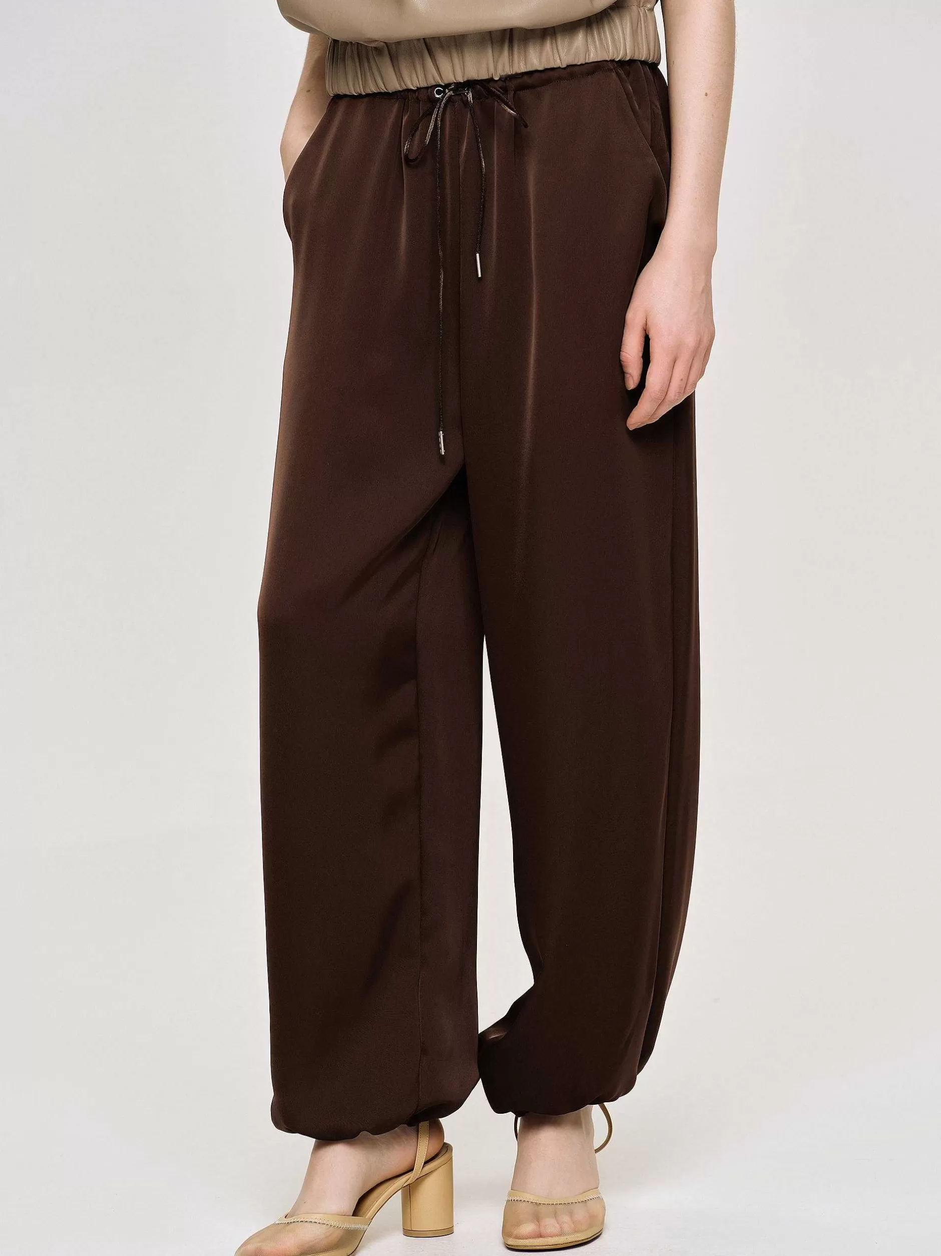 Sale Satijnen Joggingbroek, Merlot Rood Vrouwen Kleding
