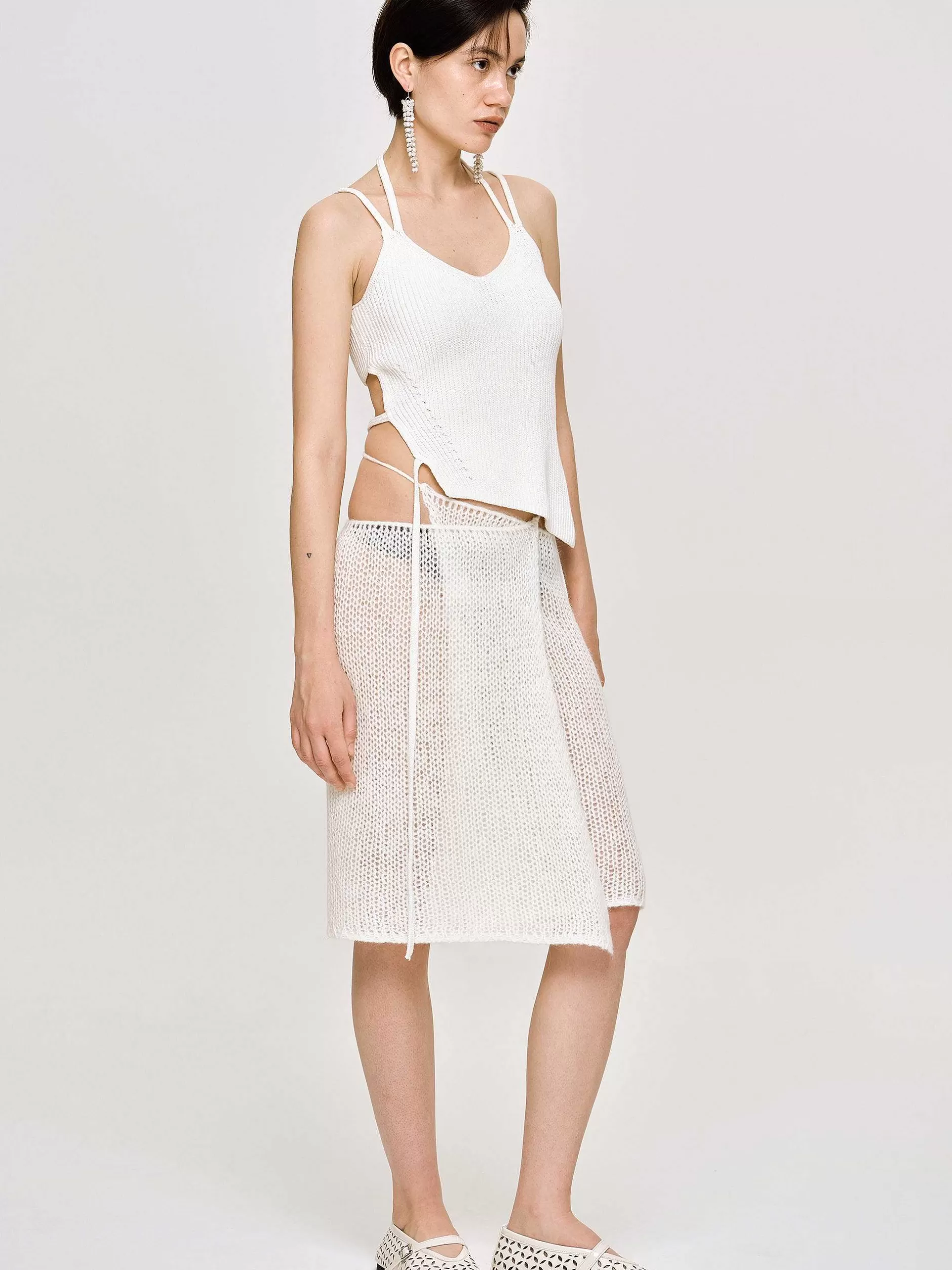 Discount Semi-Transparante Gebreide Rok, Berkenhout Vrouwen Co-Orden