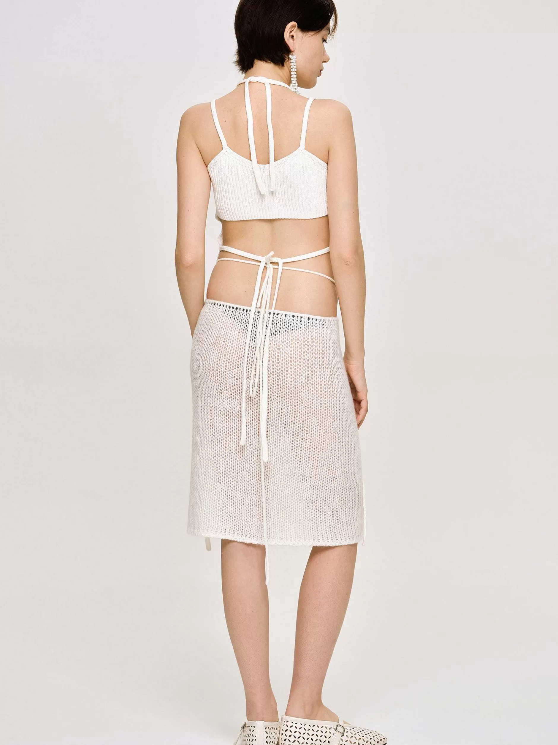 Discount Semi-Transparante Gebreide Rok, Berkenhout Vrouwen Co-Orden