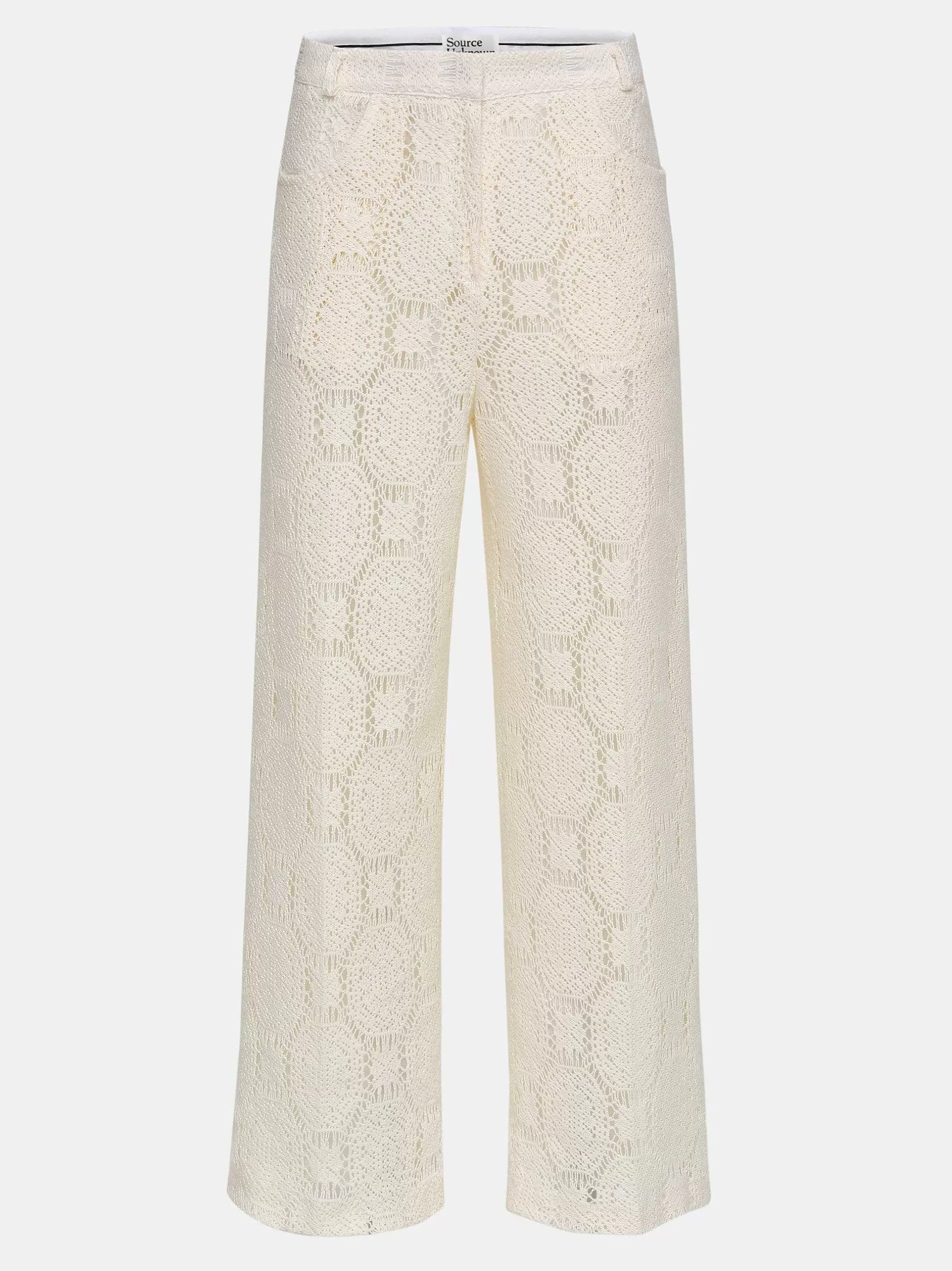 Best Sale Sevilla Gehaakte Wijde Broek, Ecru Vrouwen Bodems