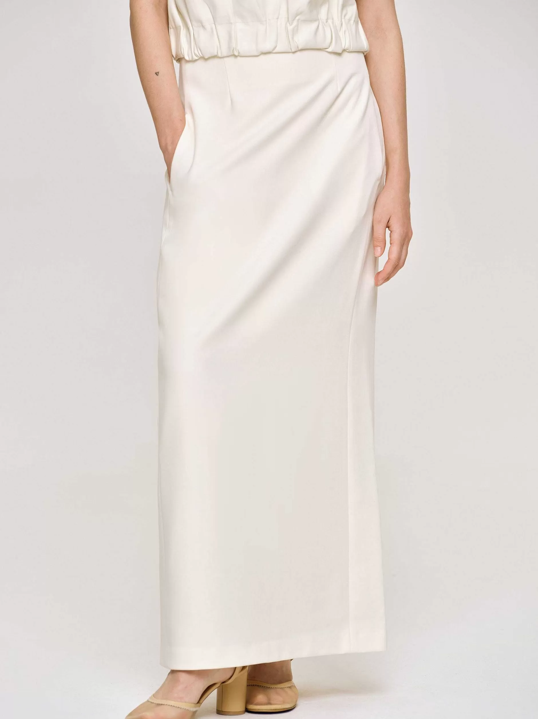Shop Soepele Rok Met Hoge Taille, Ivoor Vrouwen Kleding