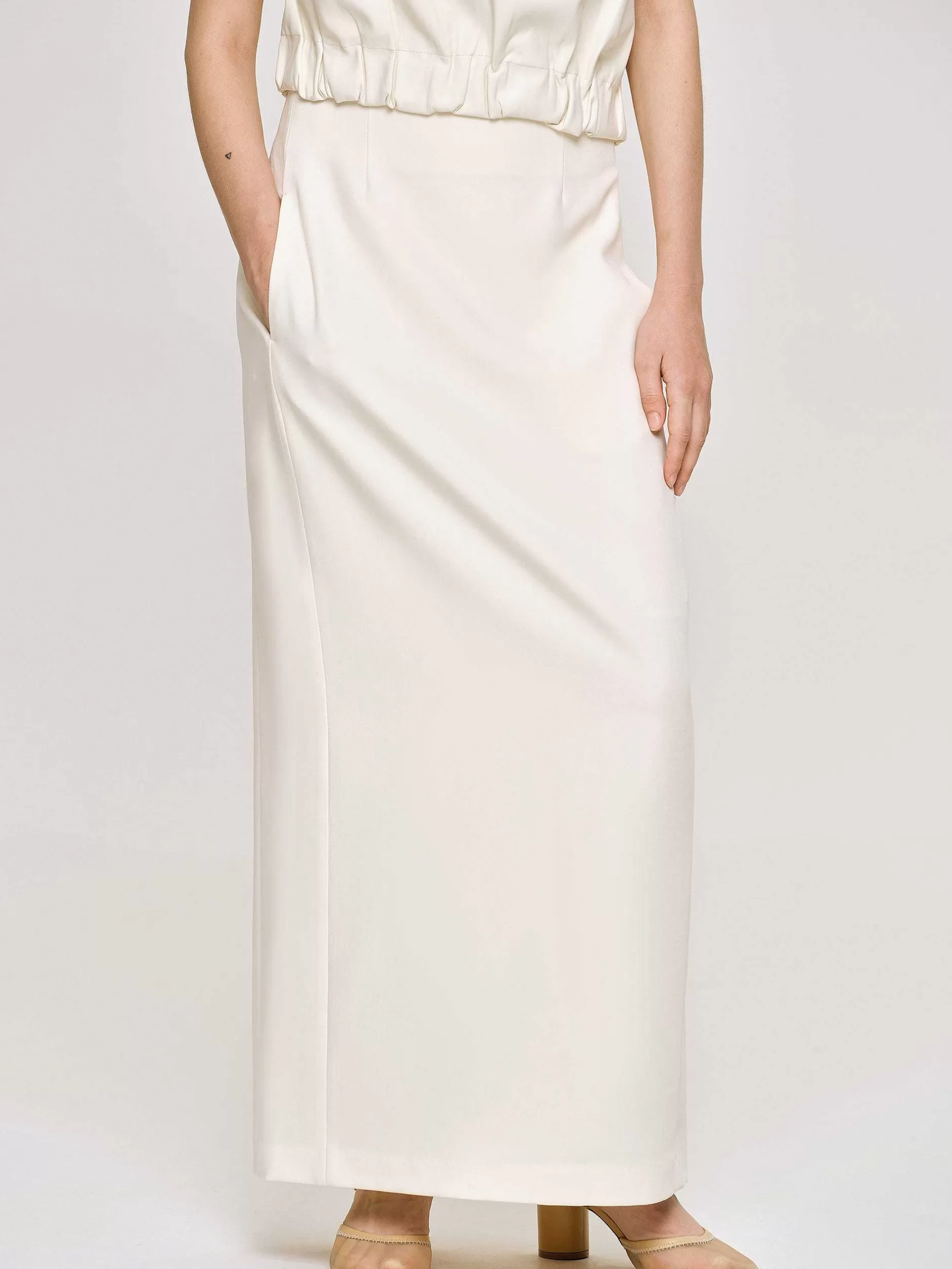 Sale Soepele Rok Met Hoge Taille, Ivoor Vrouwen Bodems