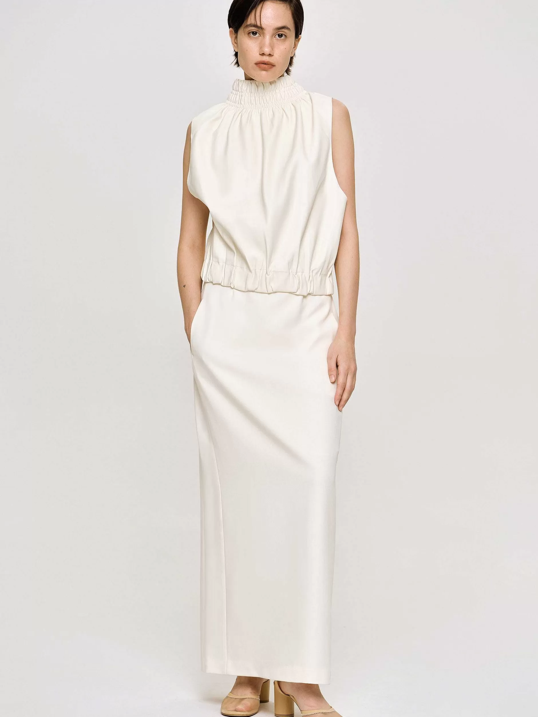 Sale Soepele Rok Met Hoge Taille, Ivoor Vrouwen Bodems