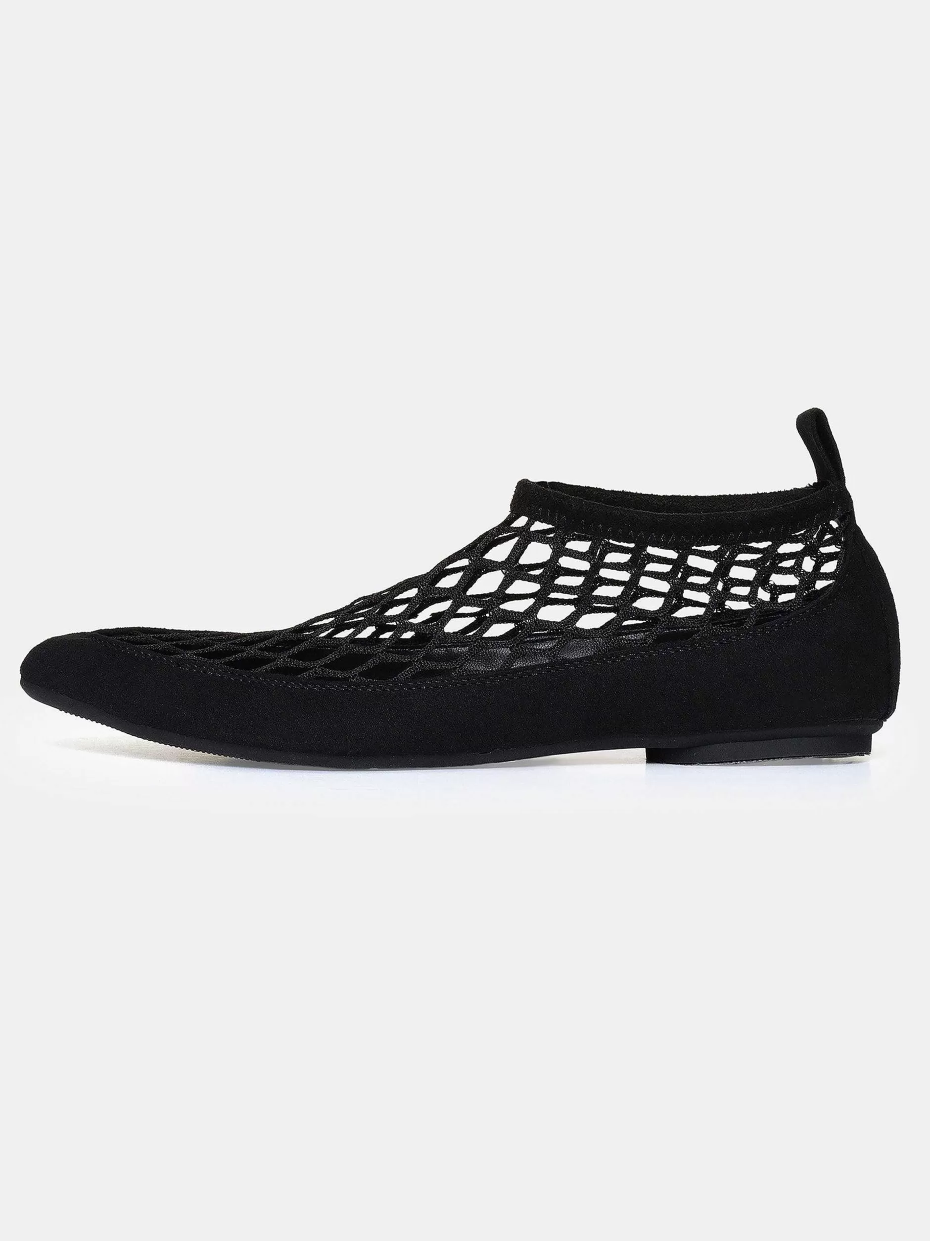 Best Sale Sok Platte Mesh Ballerina, Zwart Vrouwen Schoenen En Tassen