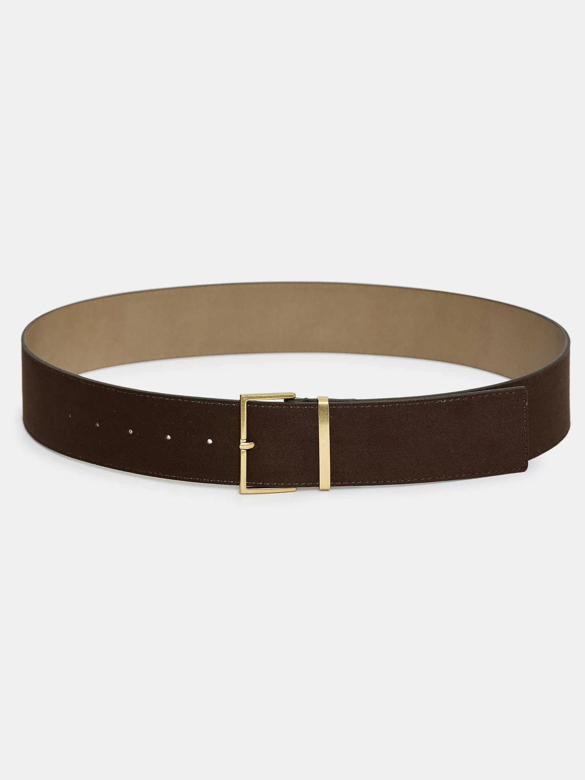 Best Suede Riem Met Vierkante Gesp, Espresso Vrouwen Kleding