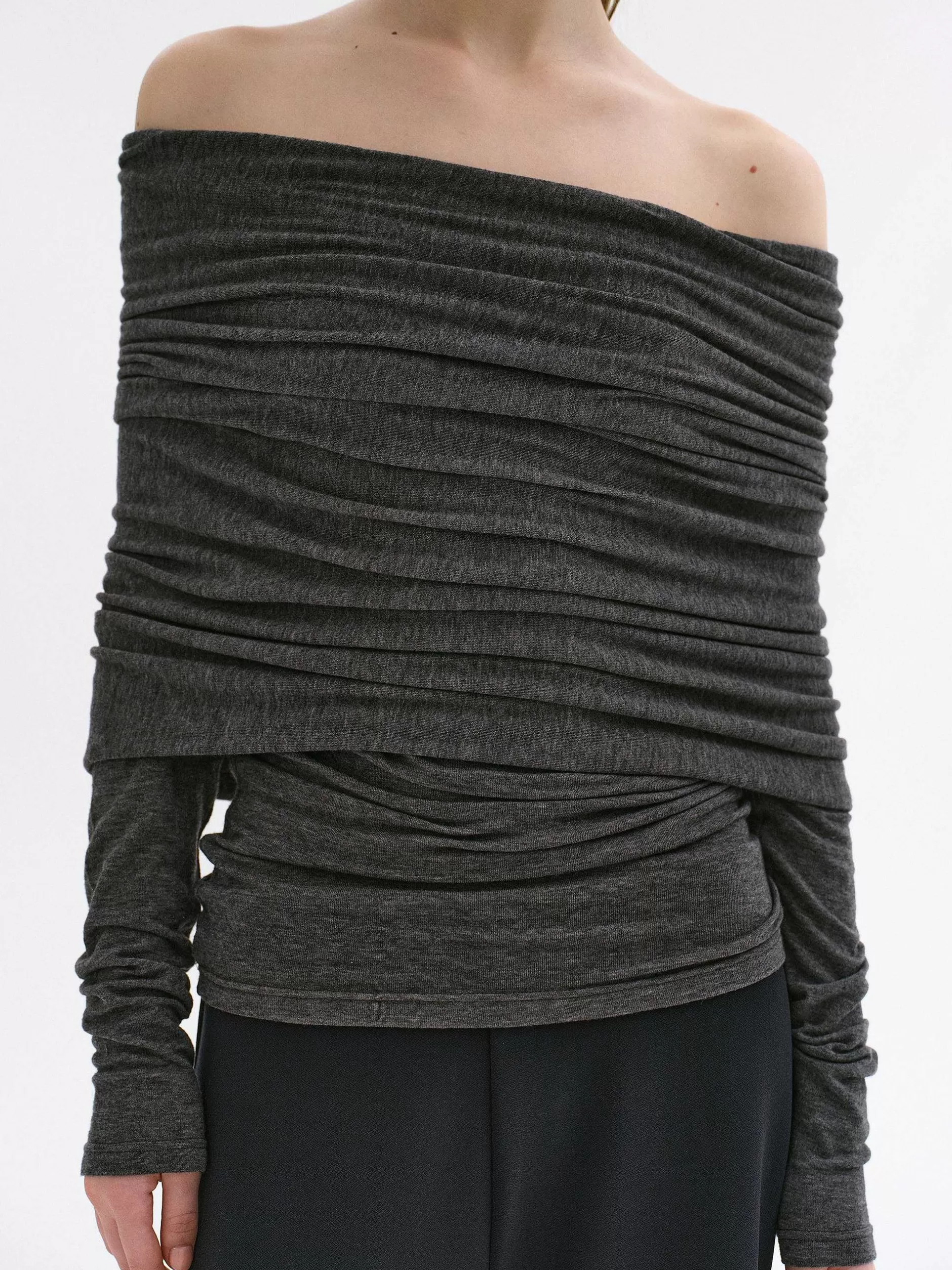 Store Tova Off-Shoulder Breisel, Donkergrijs Gemeleerd Vrouwen Accessoires
