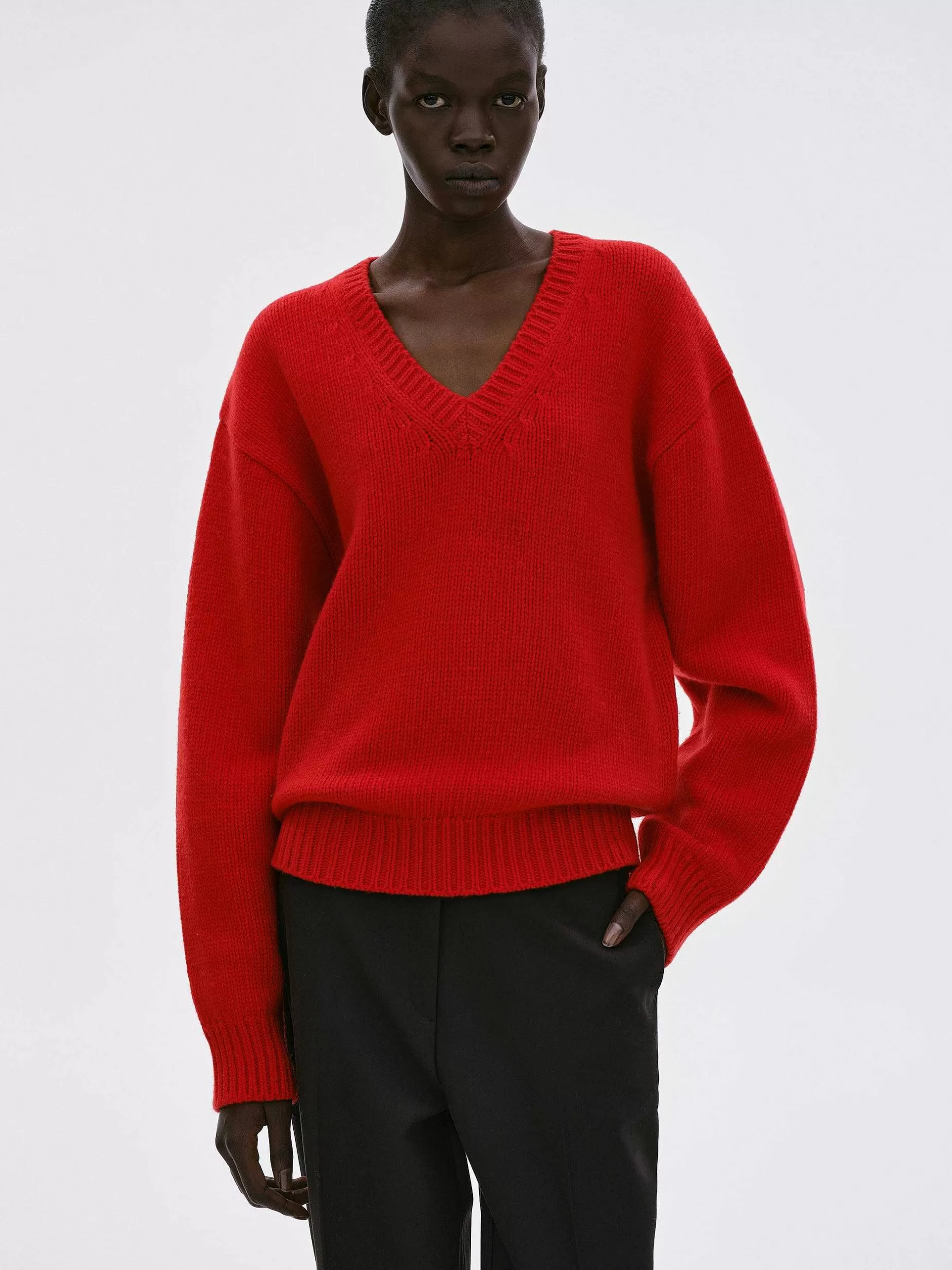 New Trui Van Extra Fijne Wol, Rood Vrouwen Kleding