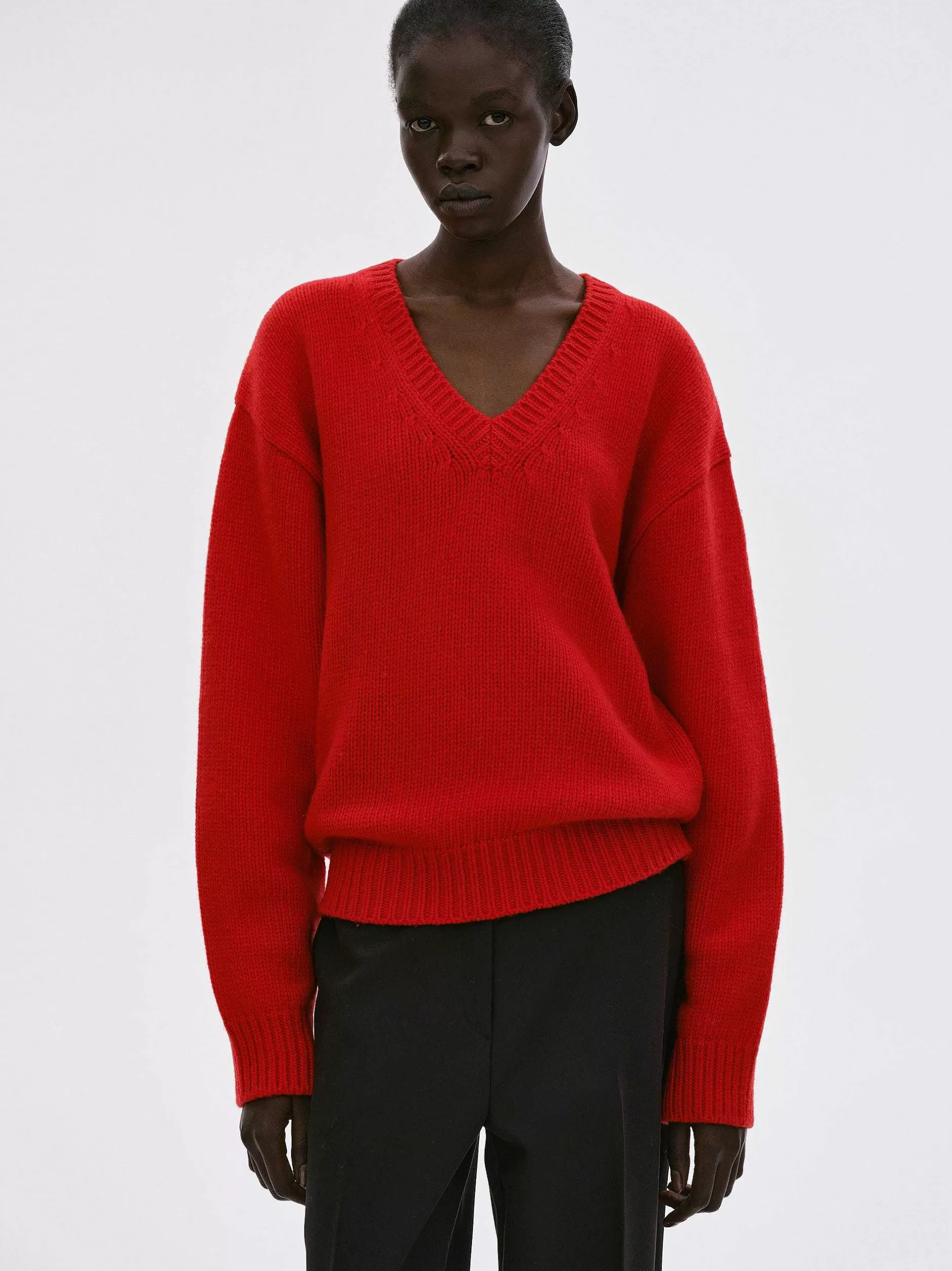 New Trui Van Extra Fijne Wol, Rood Vrouwen Kleding