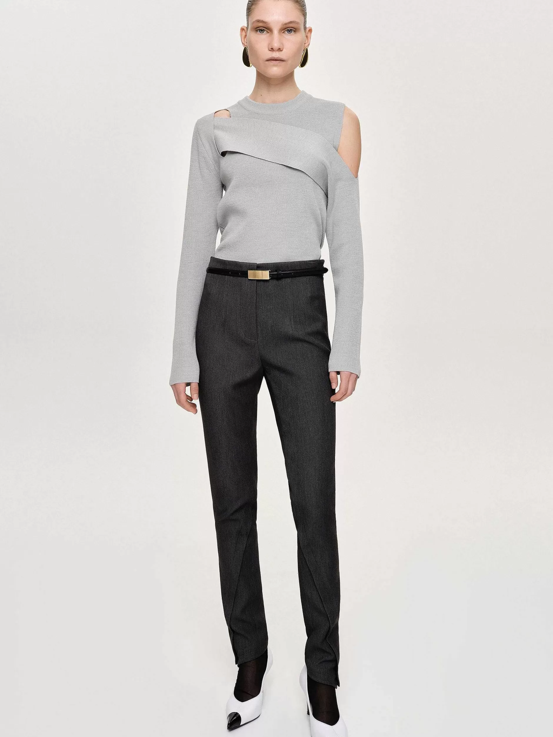 Store Tyia Bias-Cut Slanke Broek, Donker Houtskool Vrouwen Bodems
