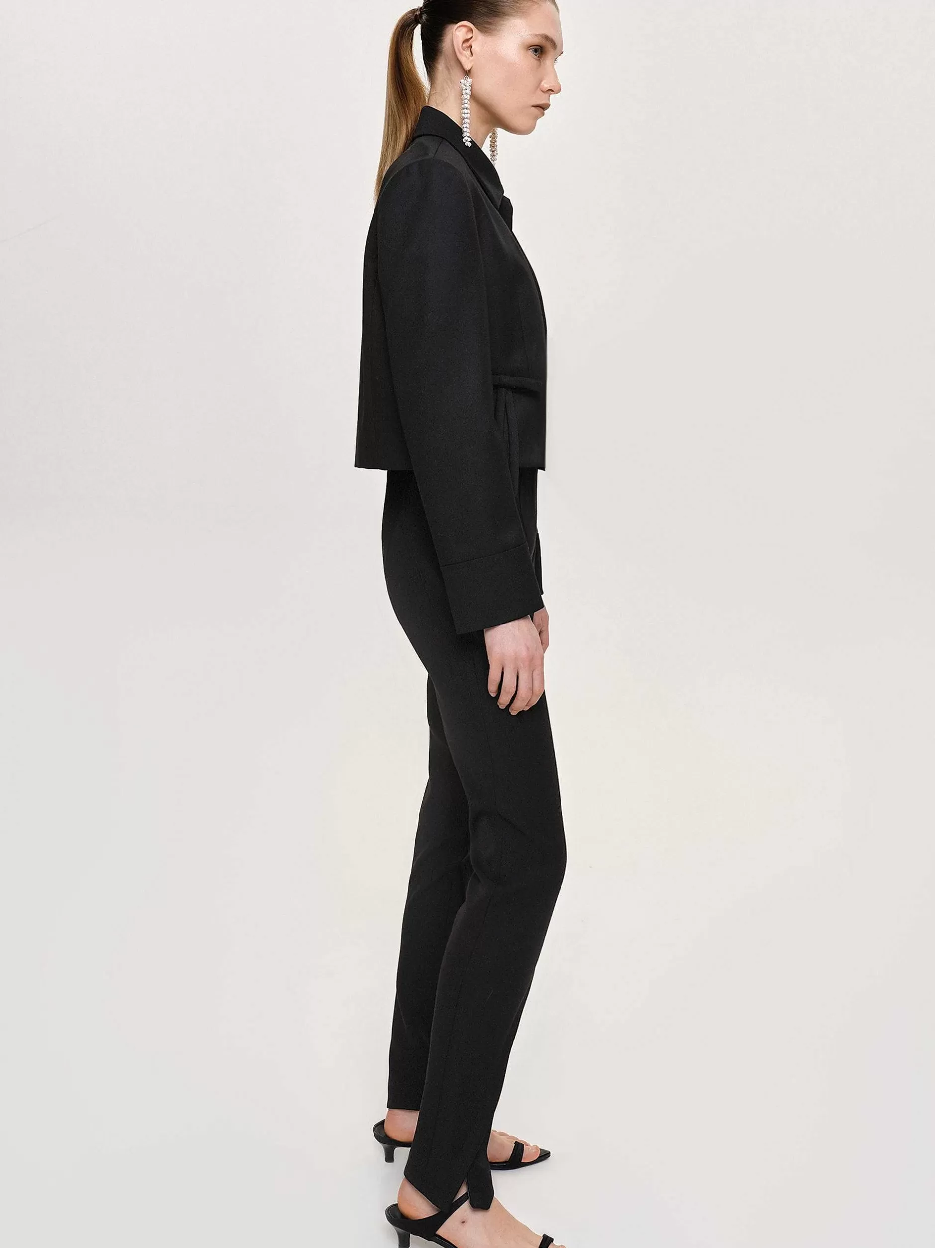 Hot Tyia Bias-Cut Slanke Broek, Zwart Vrouwen Bodems