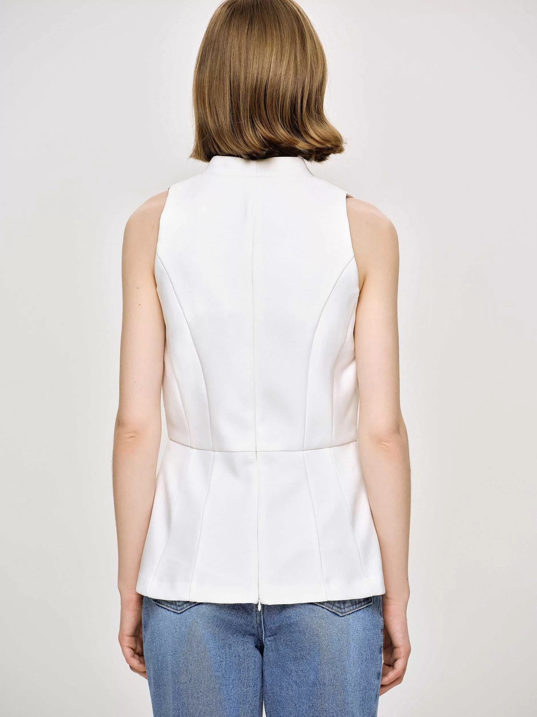 Clearance Uitlopend Vest Met Knopen, Wit Vrouwen Bovenkanten