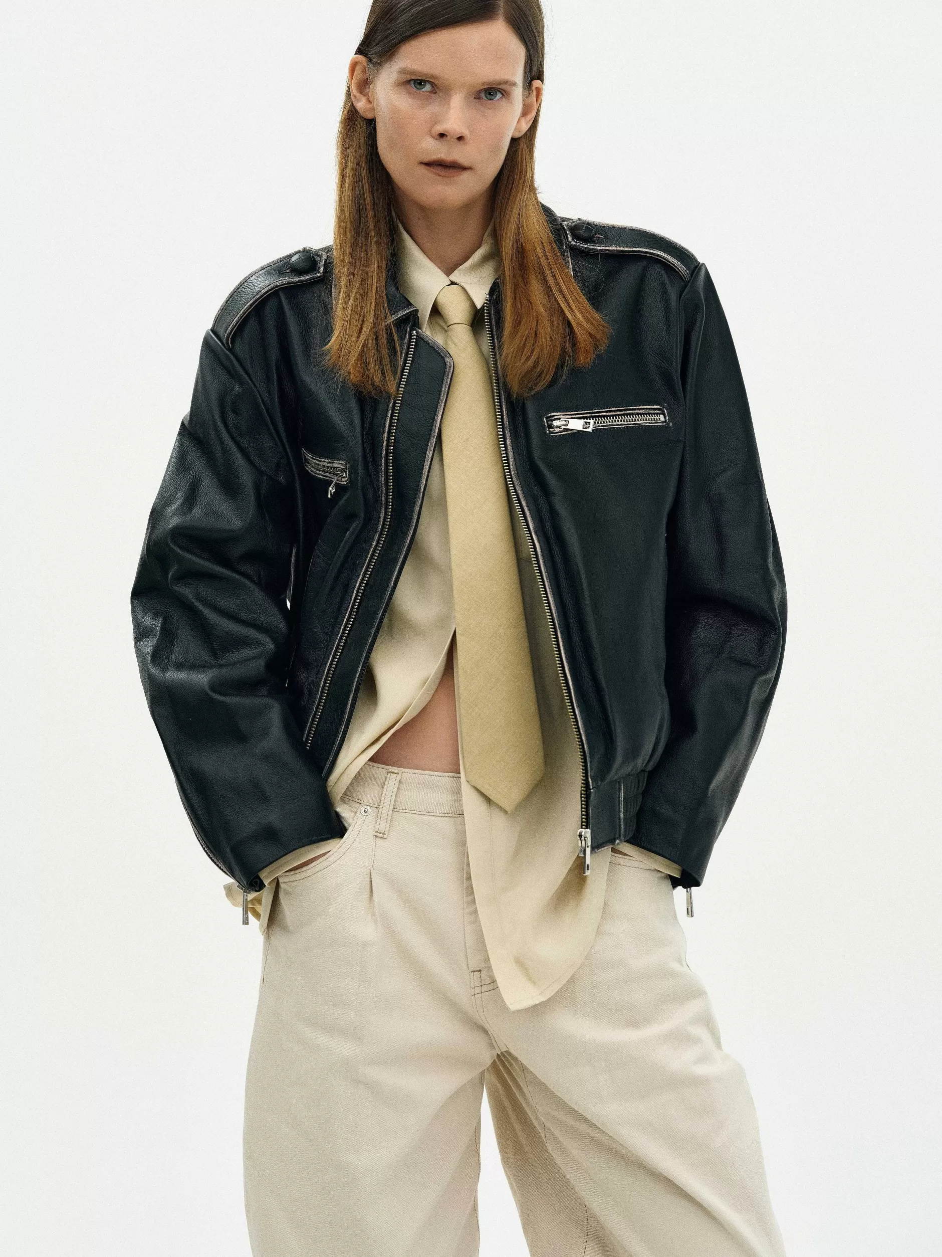 Cheap Vervaagd Leren Jack, Vrouwen Kleding