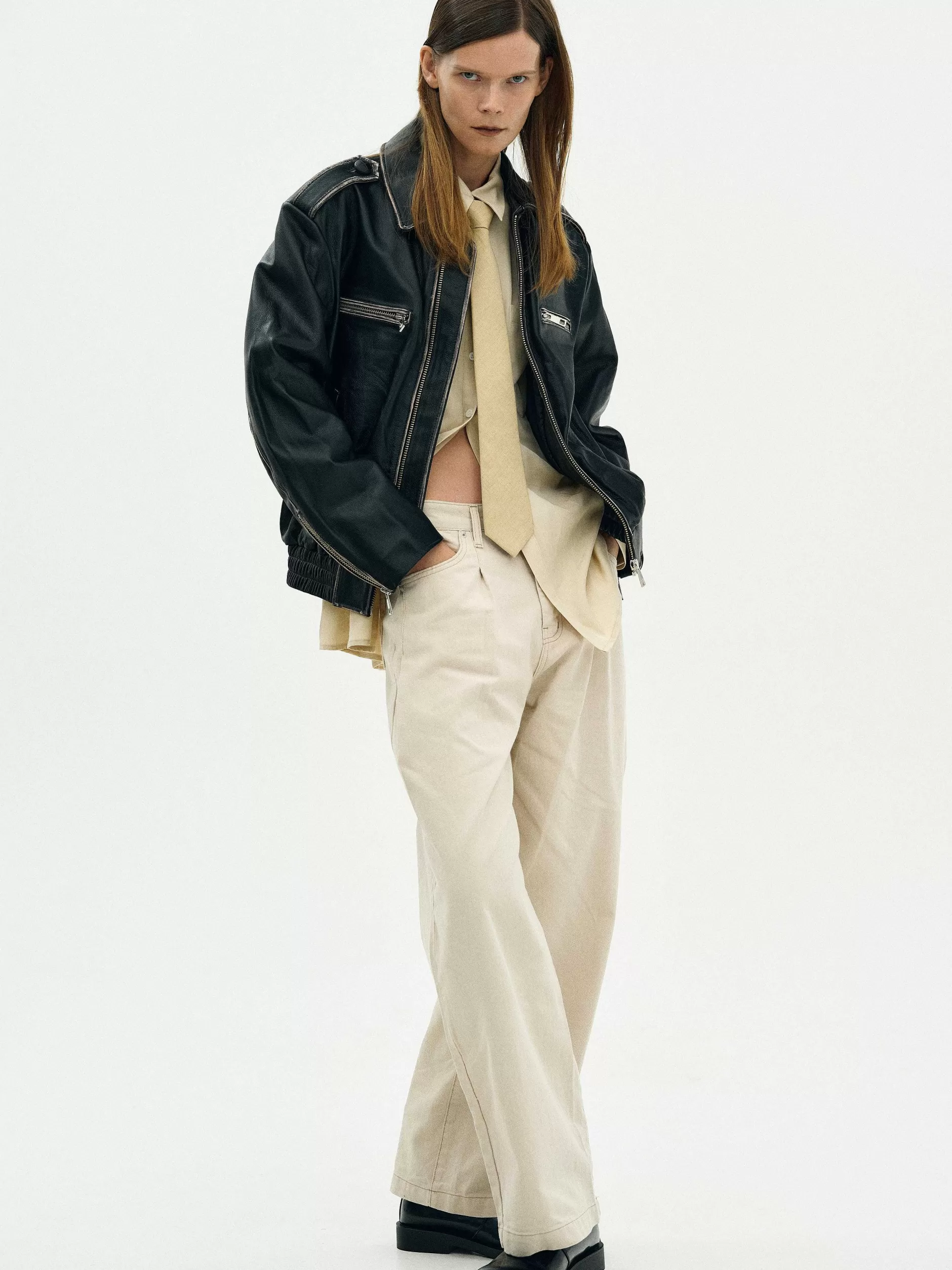 Cheap Vervaagd Leren Jack, Vrouwen Bovenkleding