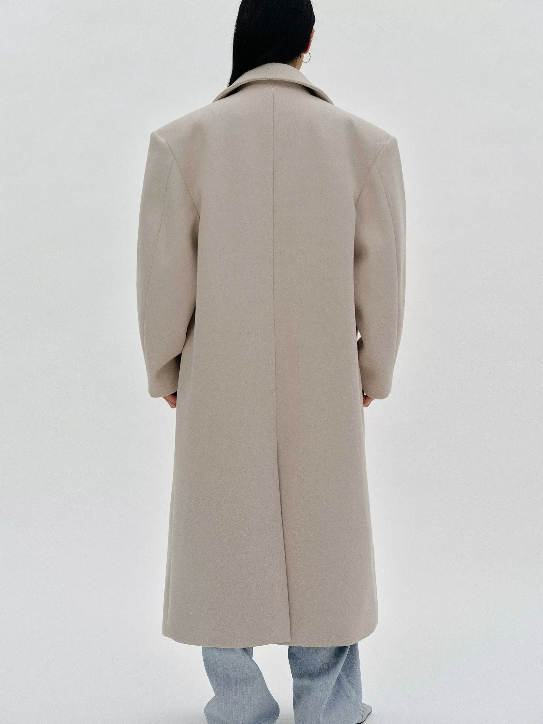 Hot Wallis Oversized Opa-Jas, Beige Vrouwen Bovenkleding