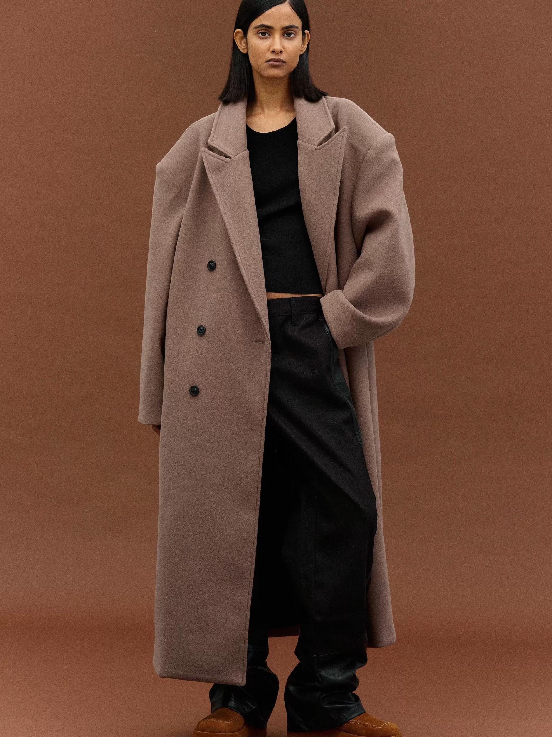 Hot Wallis Oversized Opa-Jas, Latte Vrouwen Bovenkleding