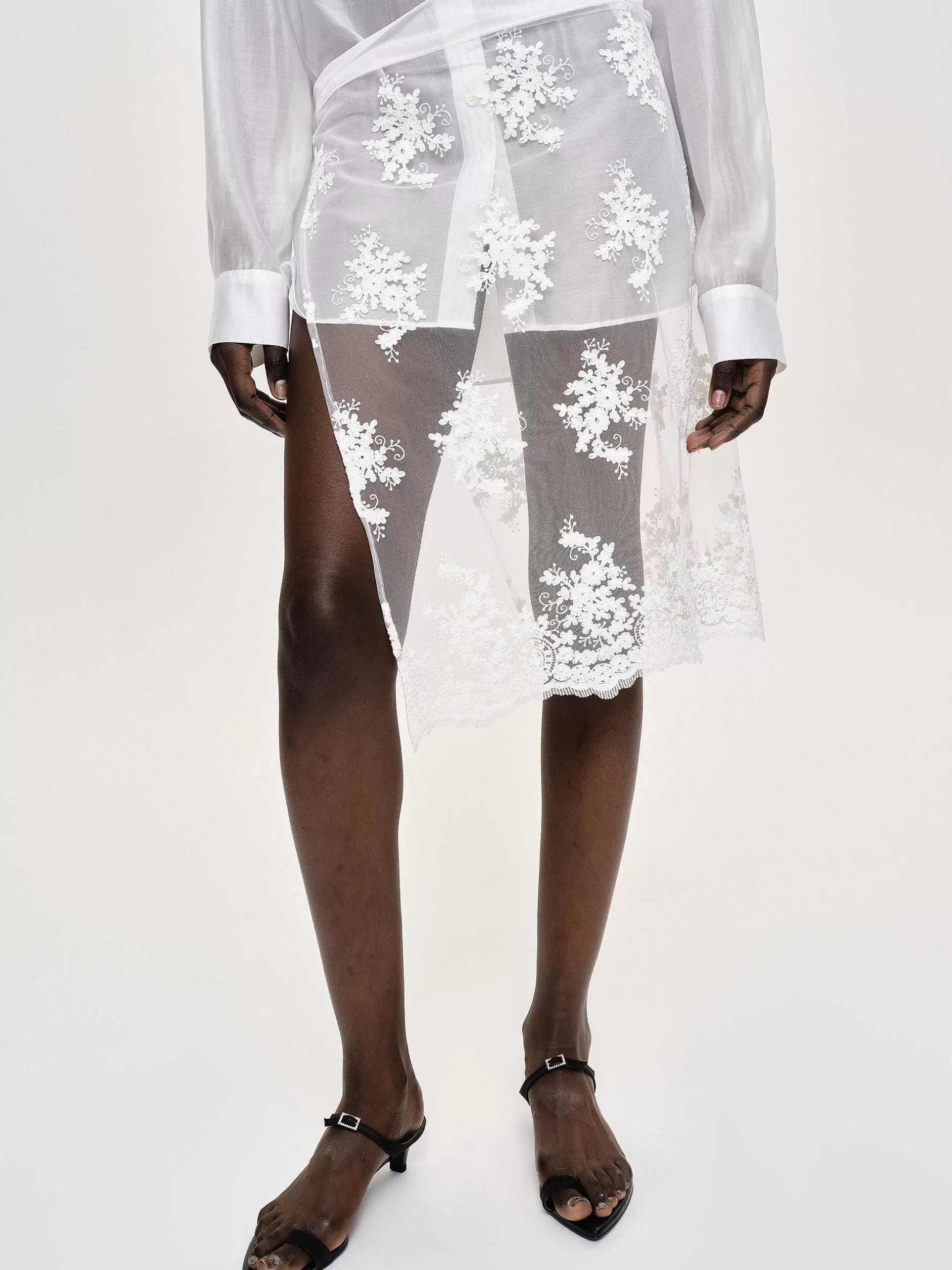 Sale Wikkelrok Met Flora-Applique, Wit Vrouwen Kleding
