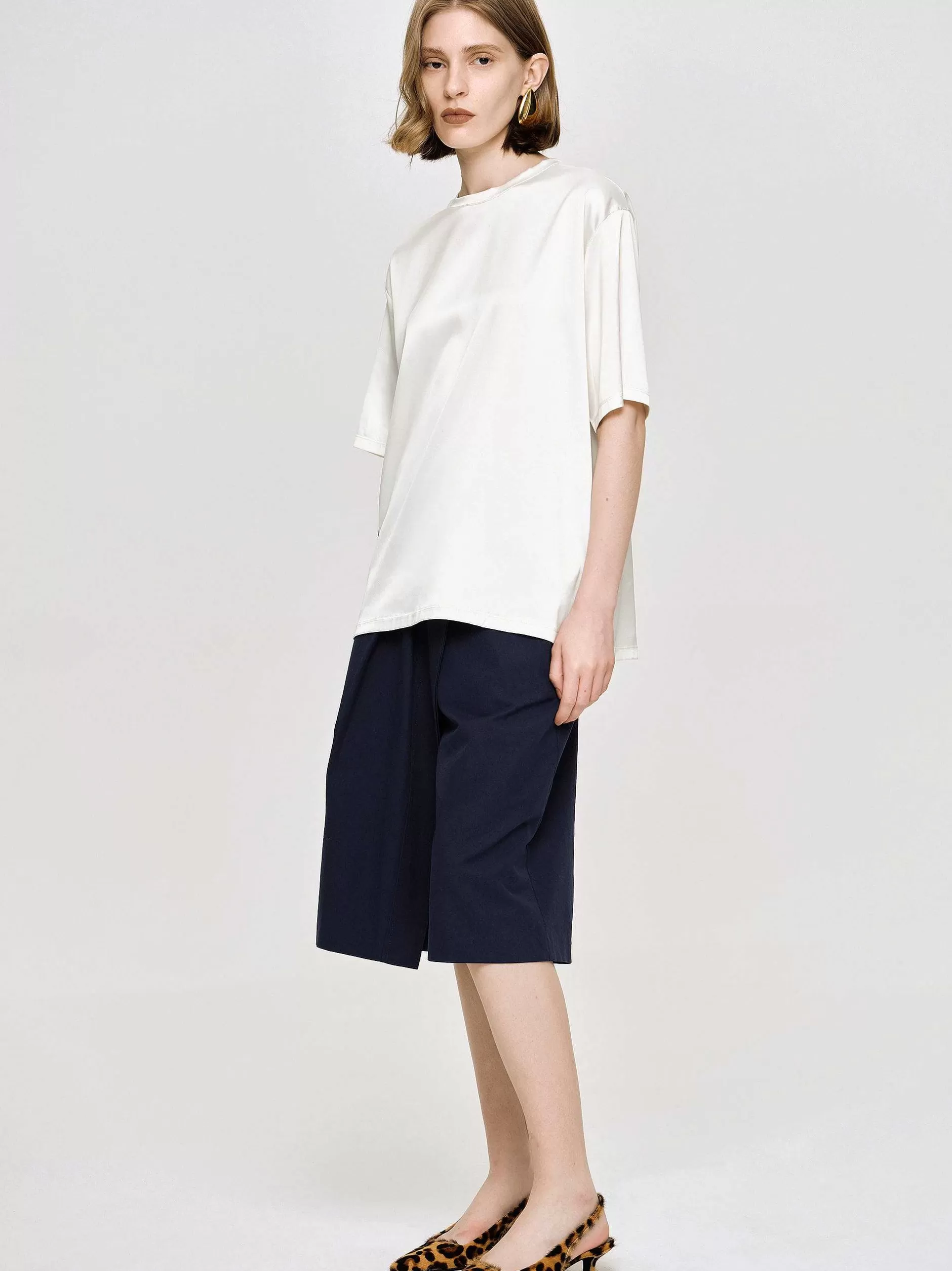 Best Sale Zijdeachtig Satijnen T-Shirt, Wit Vrouwen Accessoires